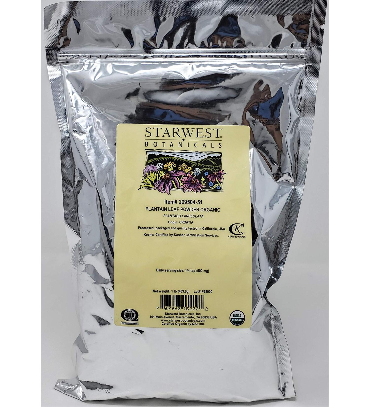 Starwest Botanicals Organic Plantain Leaf Powder 1 Pound