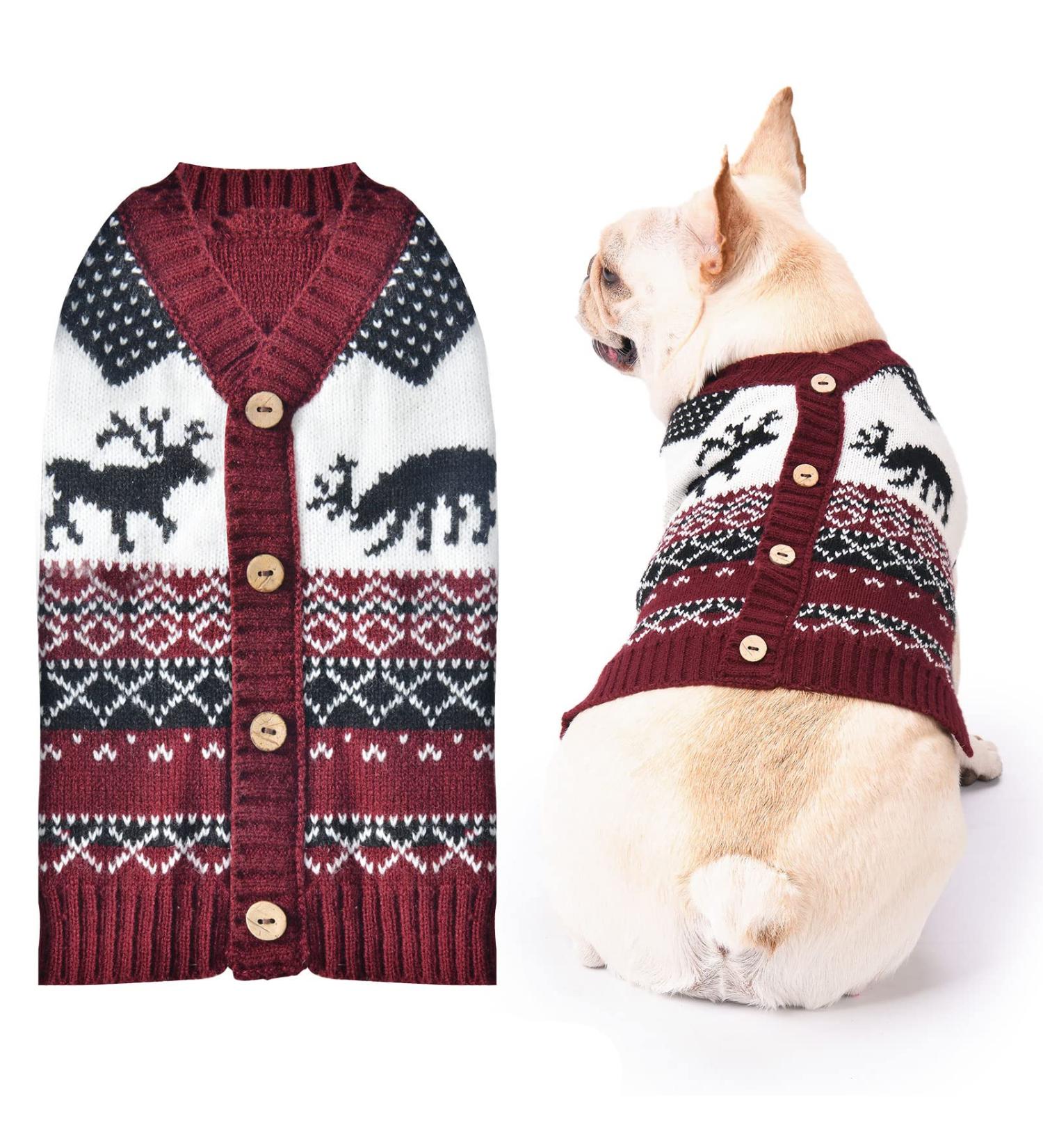 Warm Christmas Dog Sweater | Cartoon Christmas Tree & Reindeer Knitwear for Cats & Dogs - XL Winter Outfits - Buy Online on GoSupps.com