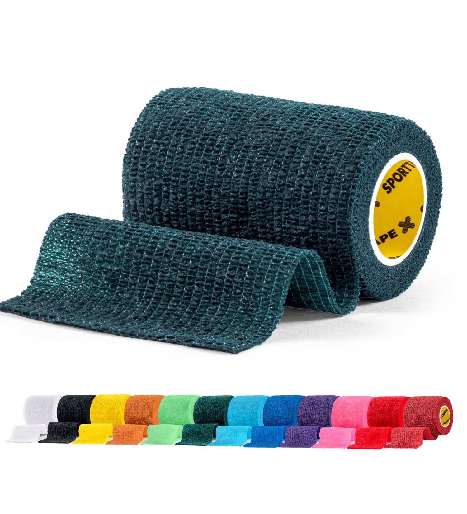 SPORTTAPE Self-Adhesive Football Sock Tape - Dark Green | Cohesive Bandage for Dogs & Horses | 7.5cm x 4.5m Compression Bandage Tape - Single Roll - Buy Online on GoSupps.com
