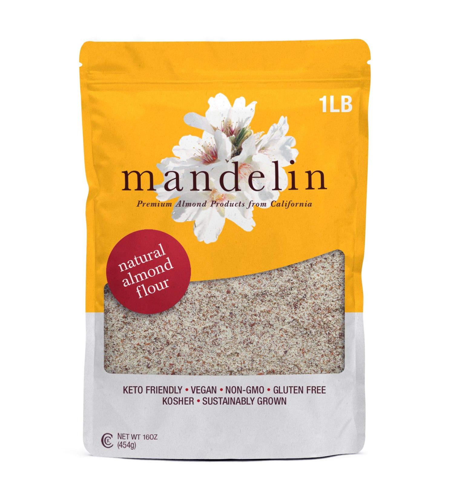 Mandelin Grower Direct Almond Flour with Skin (1 lb) - Non-GMO, Gluten Free, Vegan, Keto Friendly, Plant Based, Kosher for Passover - 1 Pound (Pack of 1) - Buy Online on GoSupps.com