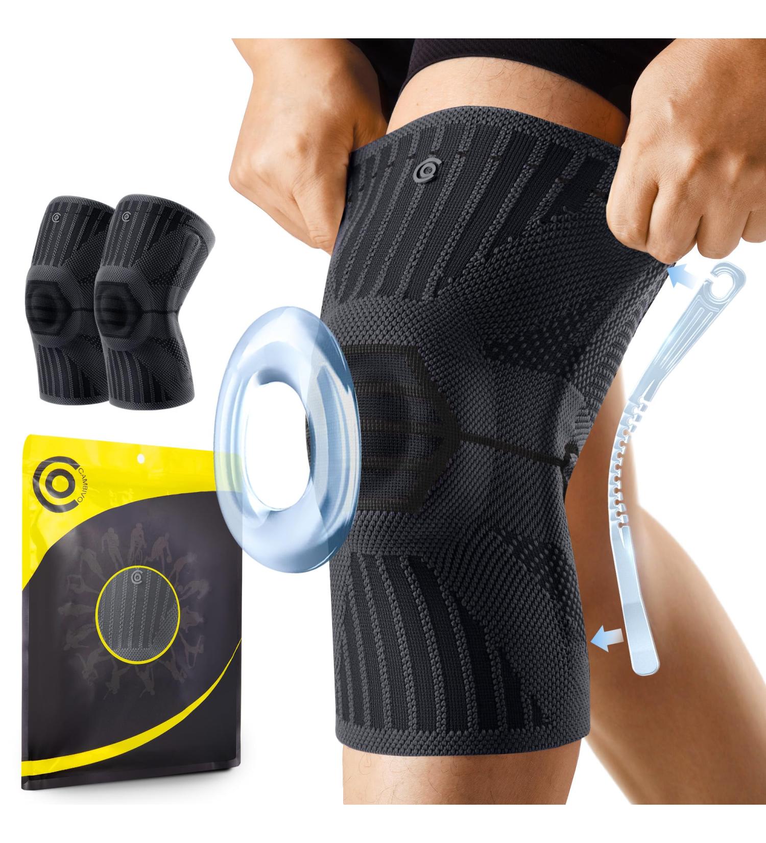 CAMBIVO Knee Brace Support - Upgraded Compression Sleeve for Running Hiking & Basketball | Pain Relief for Arthritis ACL & Meniscus Tear - Small Black - Buy Online on GoSupps.com