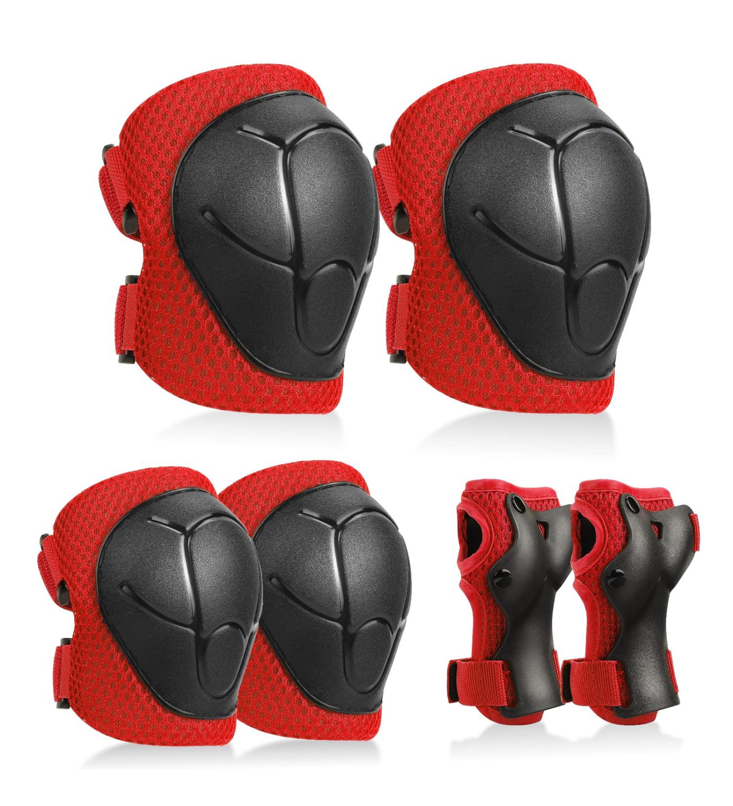 KUYOU Kids Knee and Elbow Pads Set - Red | Safety Gear for Skating, Cycling, and Scooter Riding - Buy Online on GoSupps.com