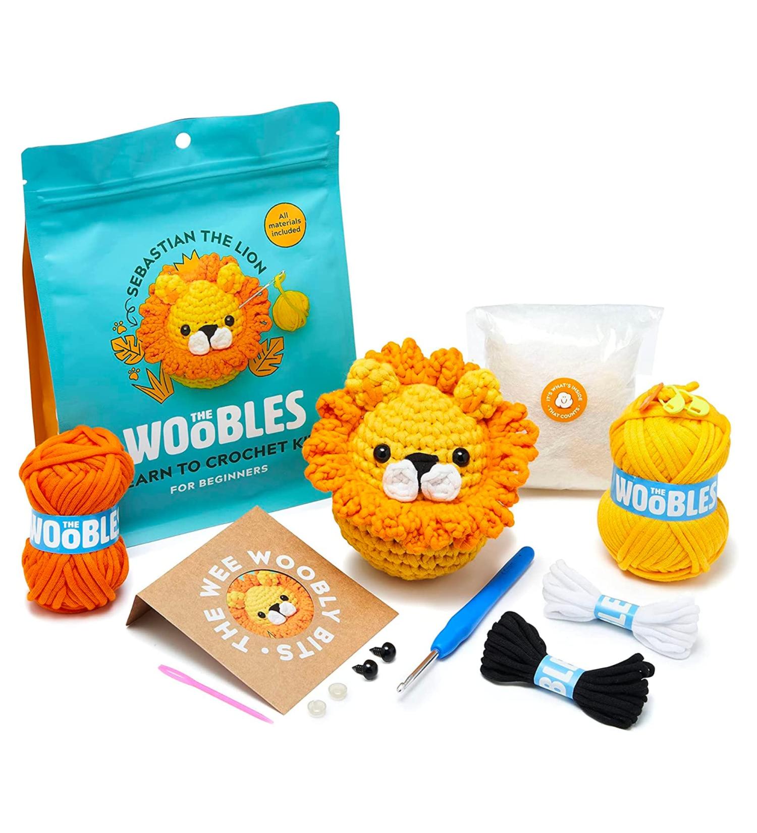 Woobles Beginners Crochet Kit: Easy Peasy Yarn, Step-by-Step Tutorials - Sebastian The Lion Orange - Buy Online on GoSupps.com