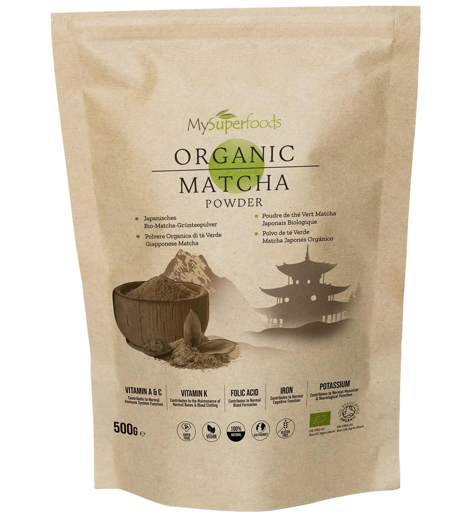 Organic Matcha Green Tea - Natural Energy Drink & Ergogenic Aid | MySuperfoods | 500g - Buy Online on GoSupps.com
