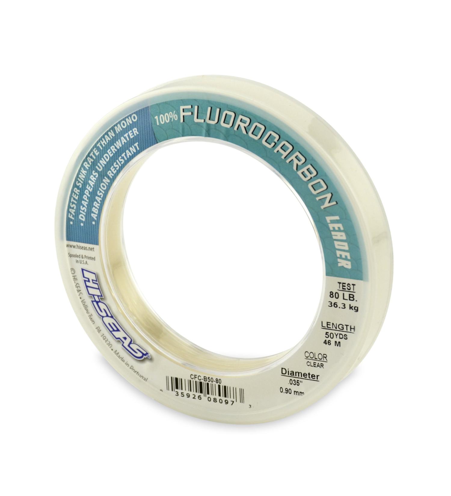 Hi-Seas 100% Fluorocarbon Leader Clear 25 Yard, 40 Pound Test