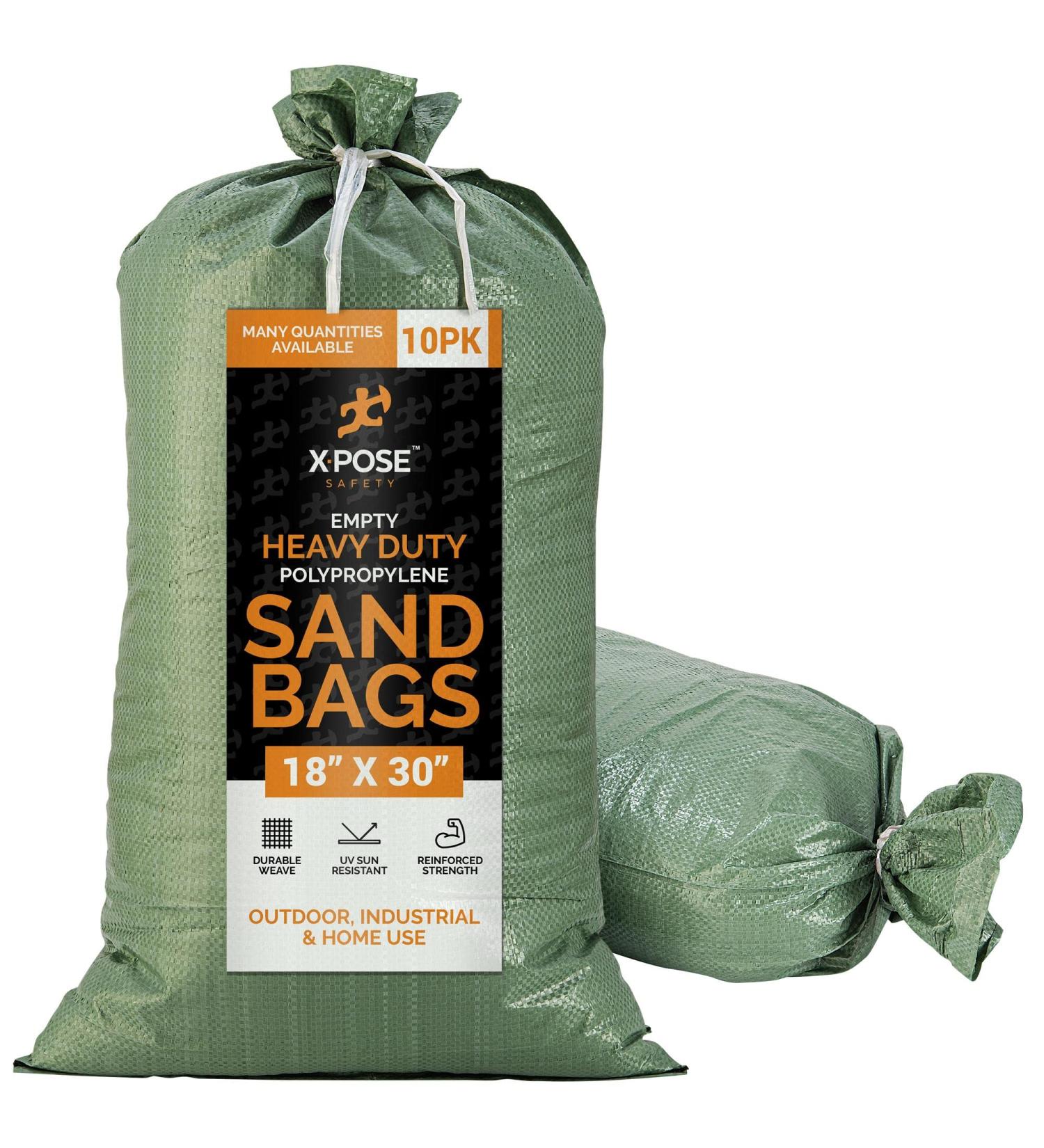 Green Empty Sand Bags with Ties 14 x 26 Bundle of 10 - Heavy Duty Woven Polypropylene for Floods, Photography, and More - Buy Online on GoSupps.com