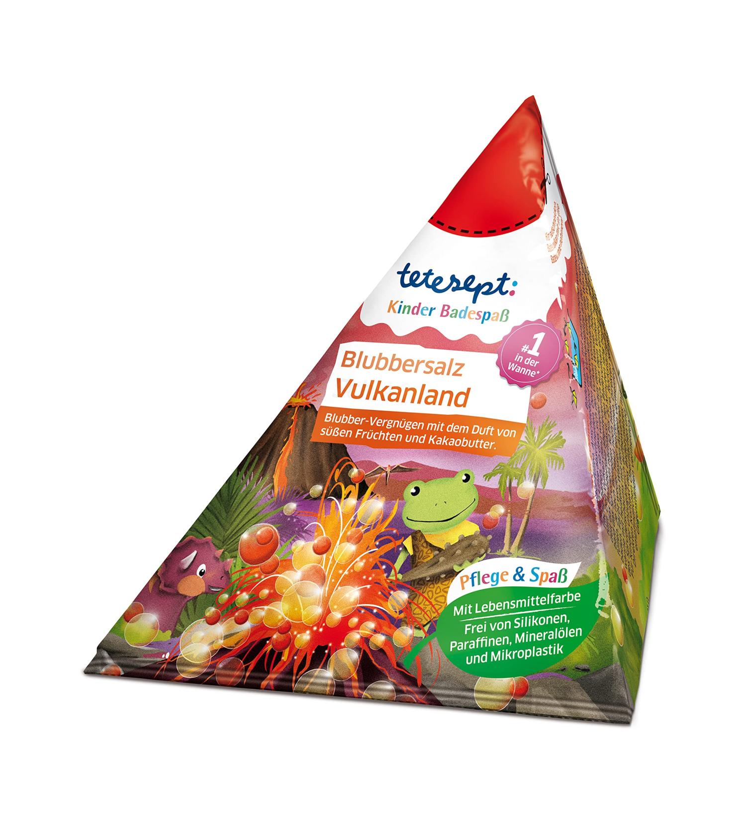 tetesept Blubbersalz Vulkanland - Sweet Fruit Scented Children's Bath Salts for Extra Bubbling Fun | 50g - Buy Online on GoSupps.com