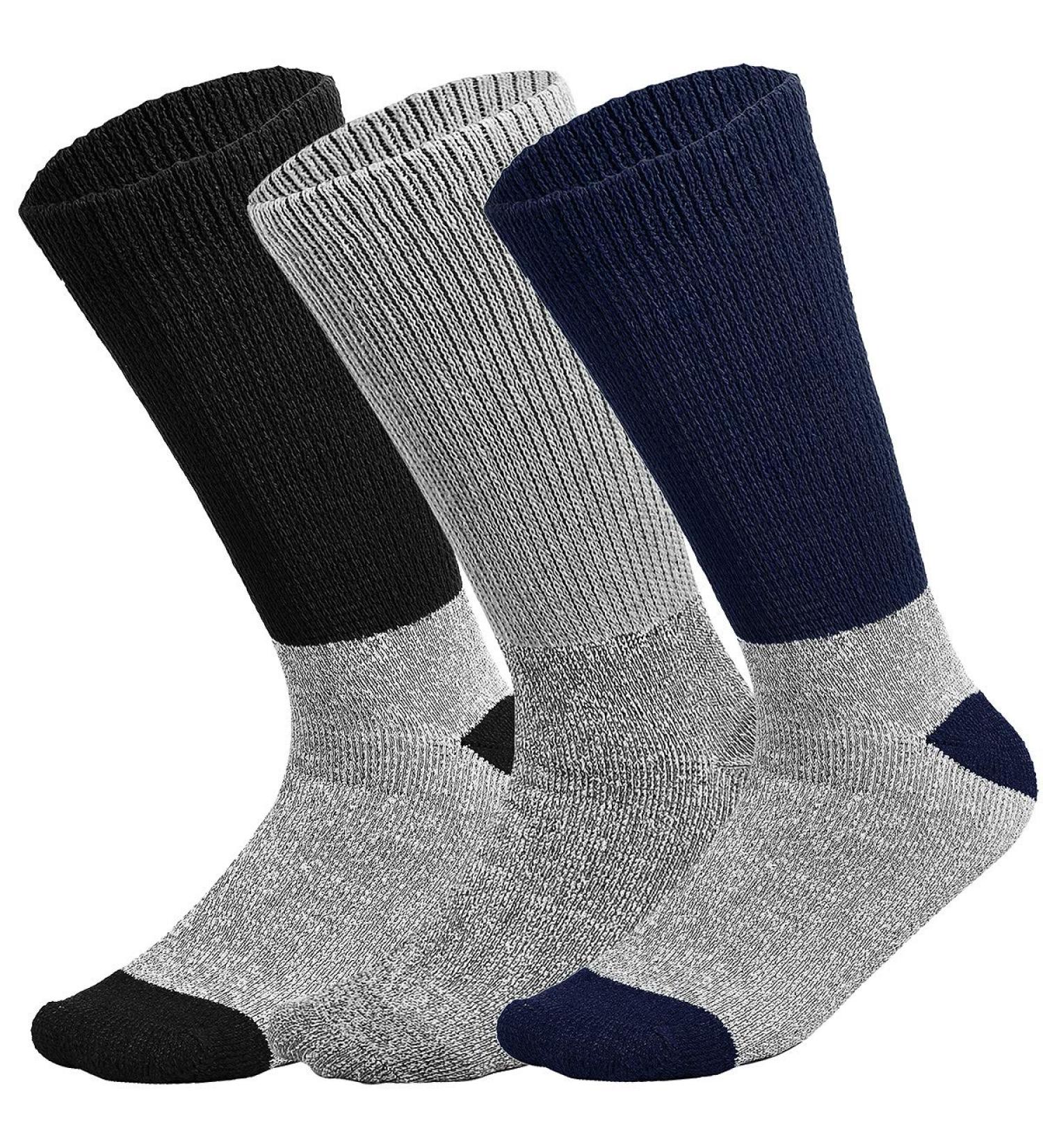 Thermal Diabetic Socks - Non-Binding Crew Socks for Men & Women (3 Pairs) - Doctor Recommended - Size 13-15 - Assorted Colors - Buy Online on GoSupps.com