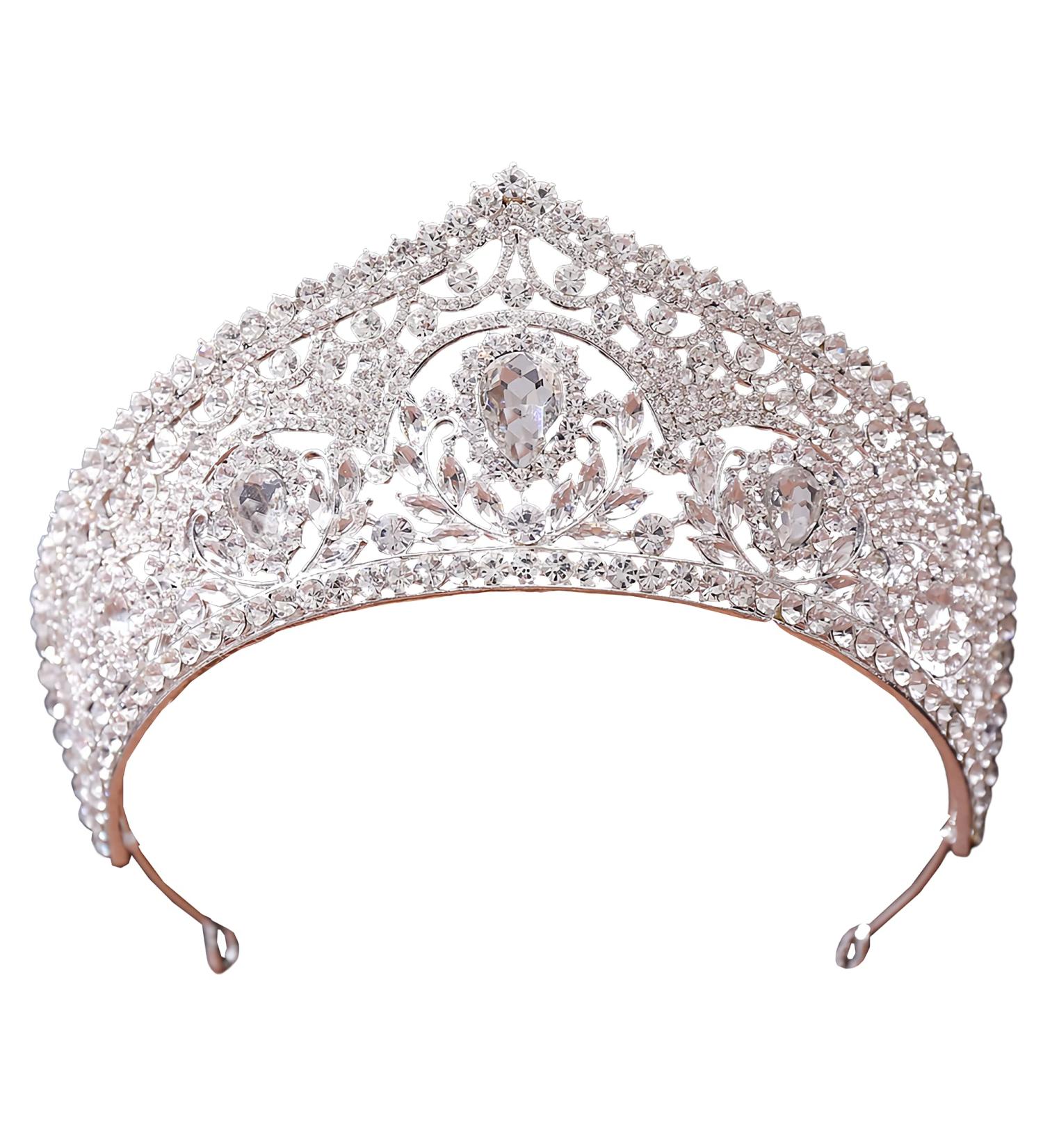 WIOJEIGO Women's Crystal Crown Wedding Tiara for Prom & Birthday Party - Silver - Buy Online on GoSupps.com