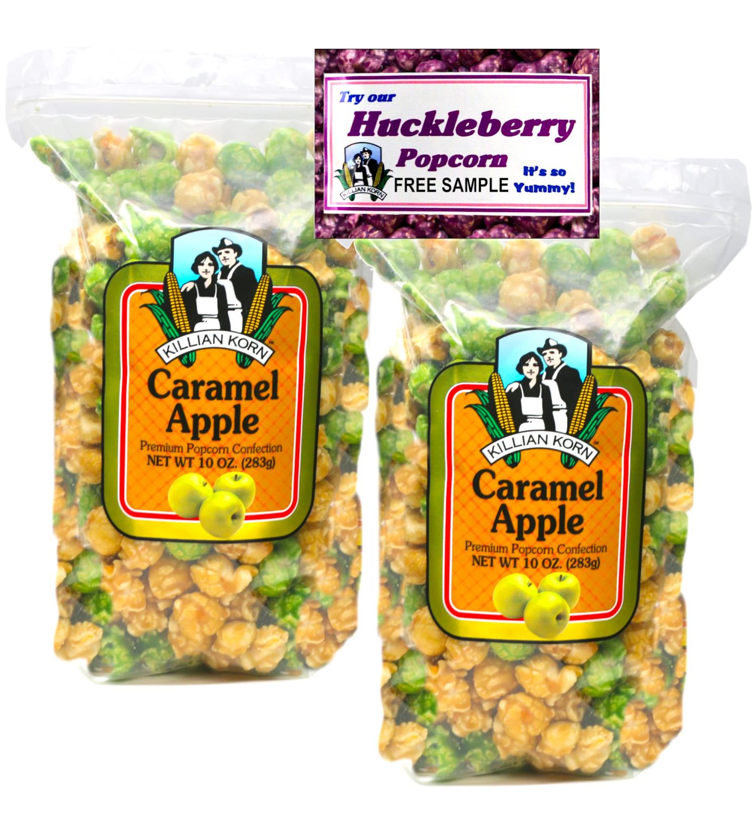 Killian Korn Caramel Apple Popcorn - Naturally Flavored & Perfectly Popped (10 oz, Pack of 2) + Free Huckleberry Gourmet Sample Pack - Buy Online on GoSupps.com