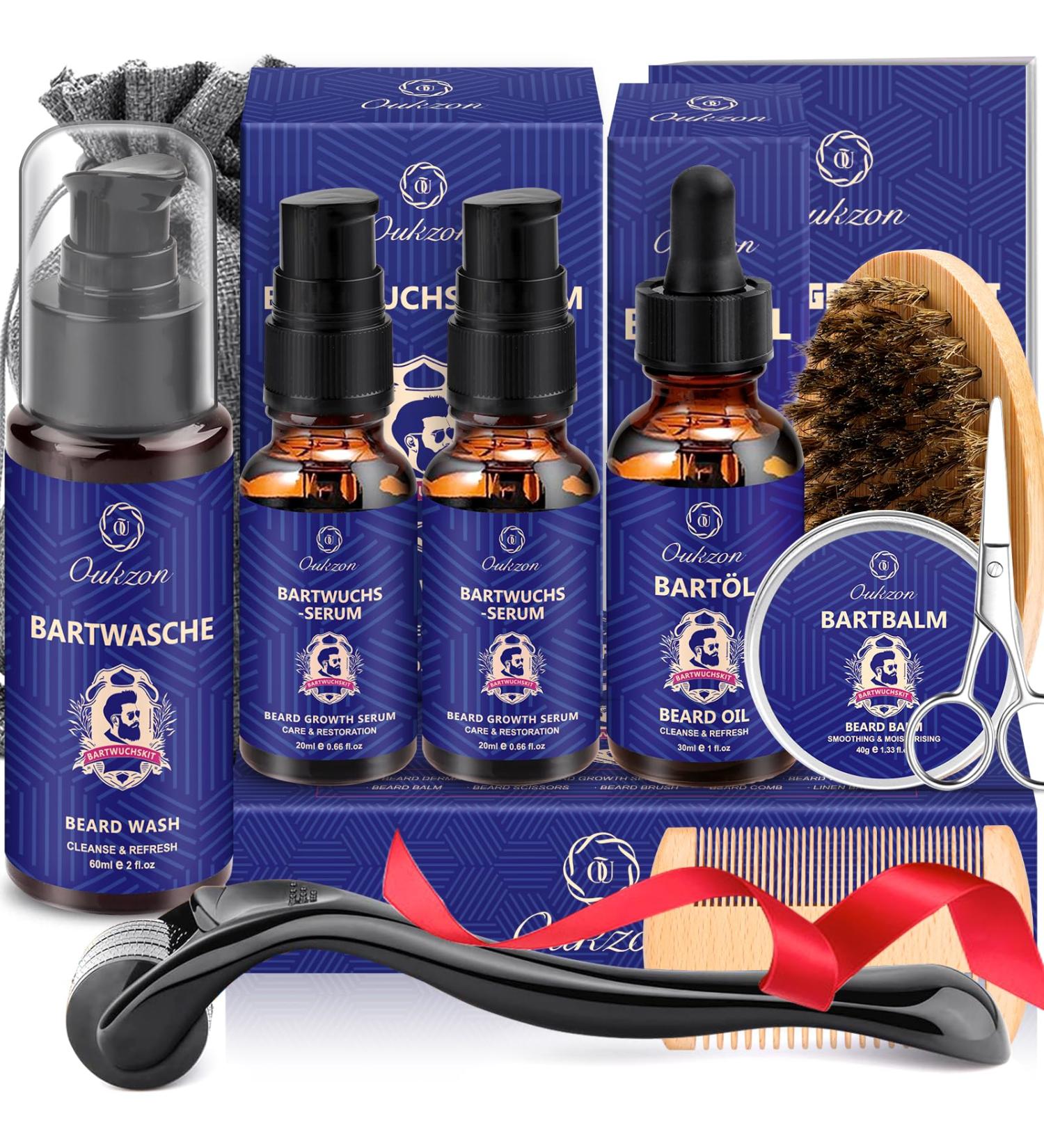 11 in 1 Upgraded Beard Grooming Kit for Men - Beard Growth Care Set with Shampoo, Oil, Serum, Balm, Brush, Comb, Scissors - Christmas Gift - Buy Online on GoSupps.com