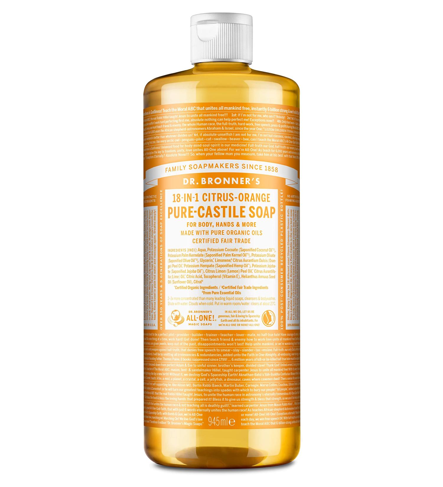 Dr. Bronner's Organic Liquid Soap Citrus 946 ml - Buy Online on GoSupps.com