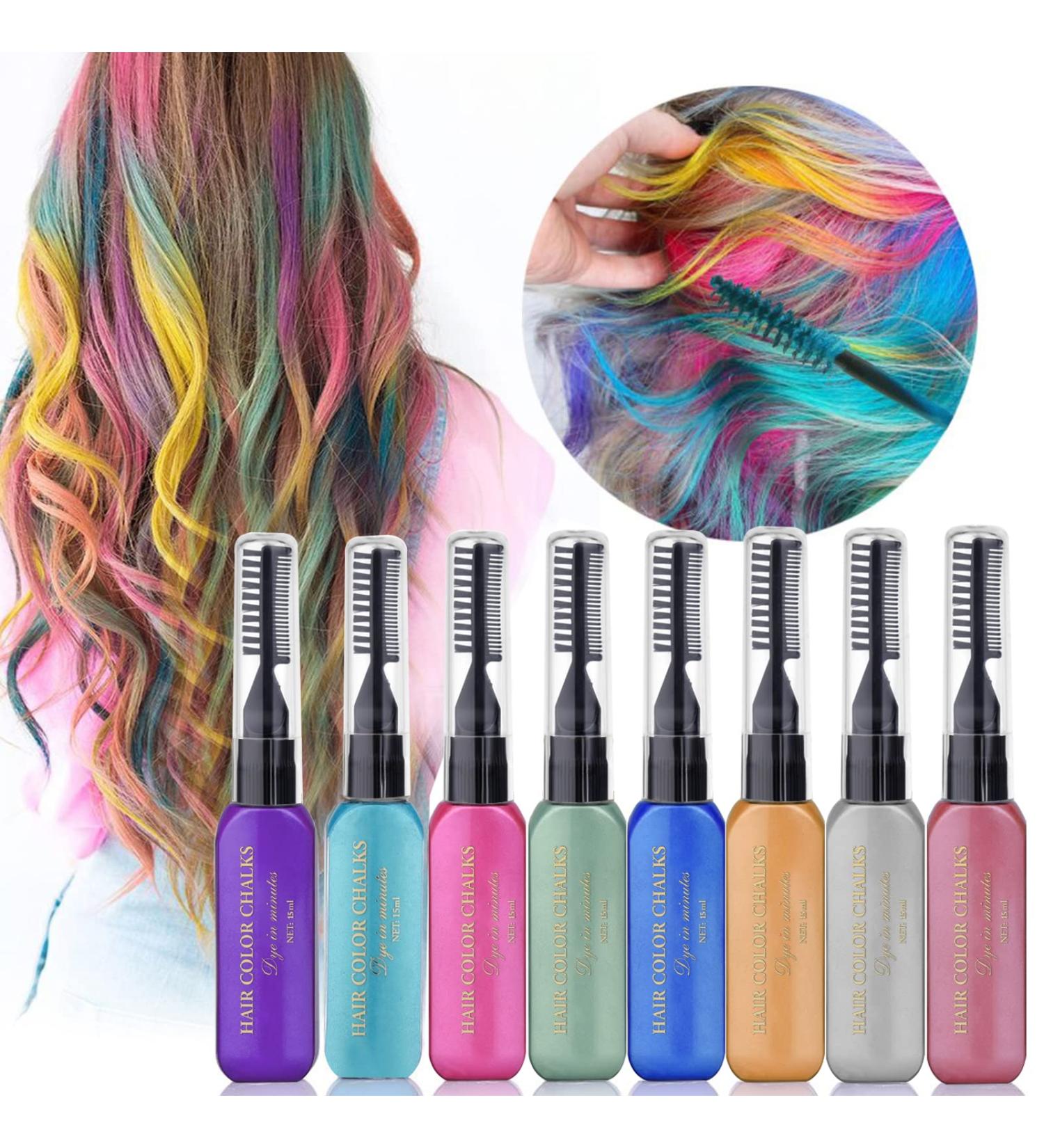 Hair Chalks for Girls 8 Coloured Hair Dye Temporary Washable Hair Spray Colour for Kids Men and Woman - Buy Online on GoSupps.com