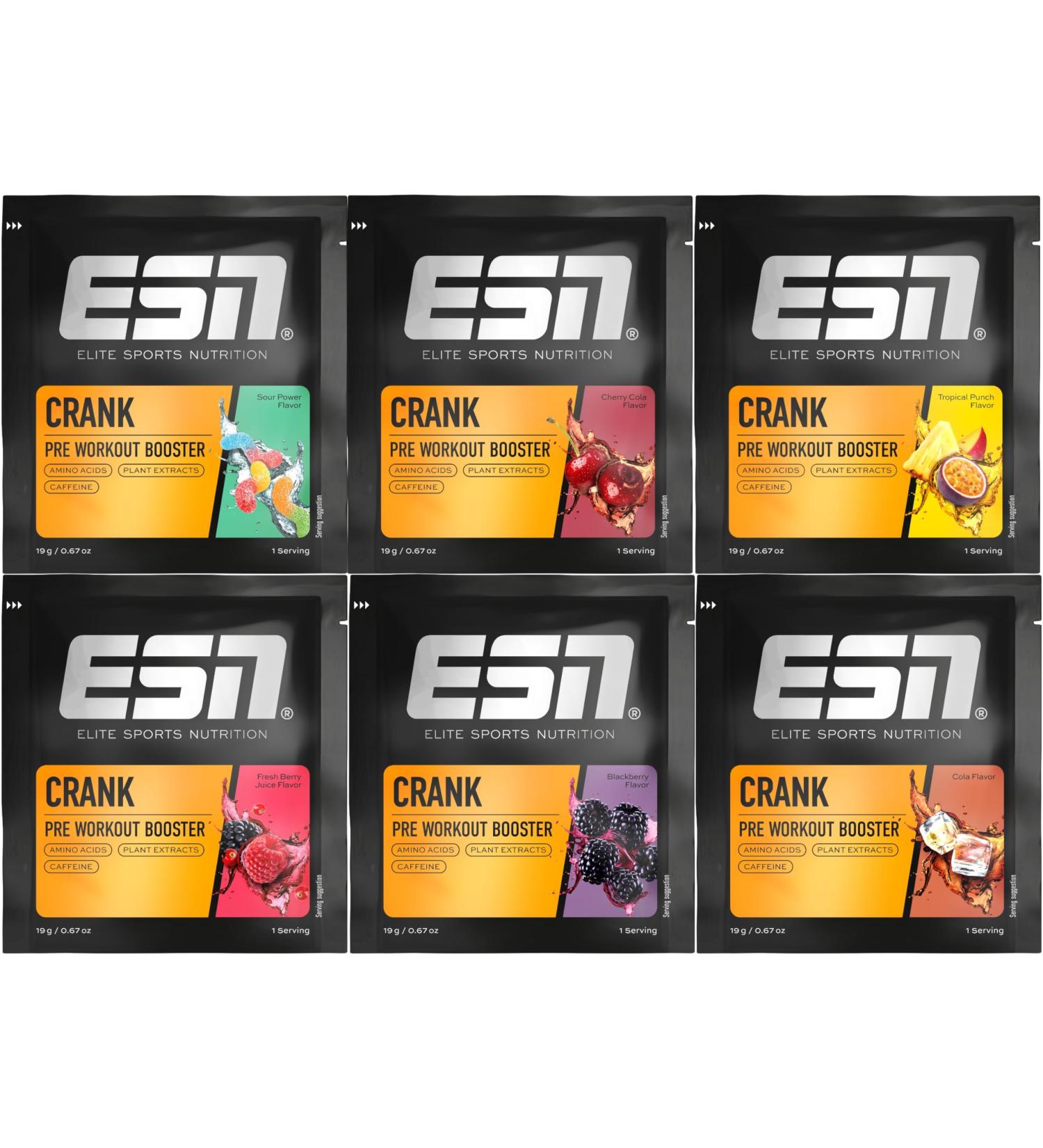 ESN Crank Rebenbundle 6 Series Pack 6 x 19 G Different varieties Pre Workout Booster vegan tested quality - Made in Germany Mixed (6 Pack)