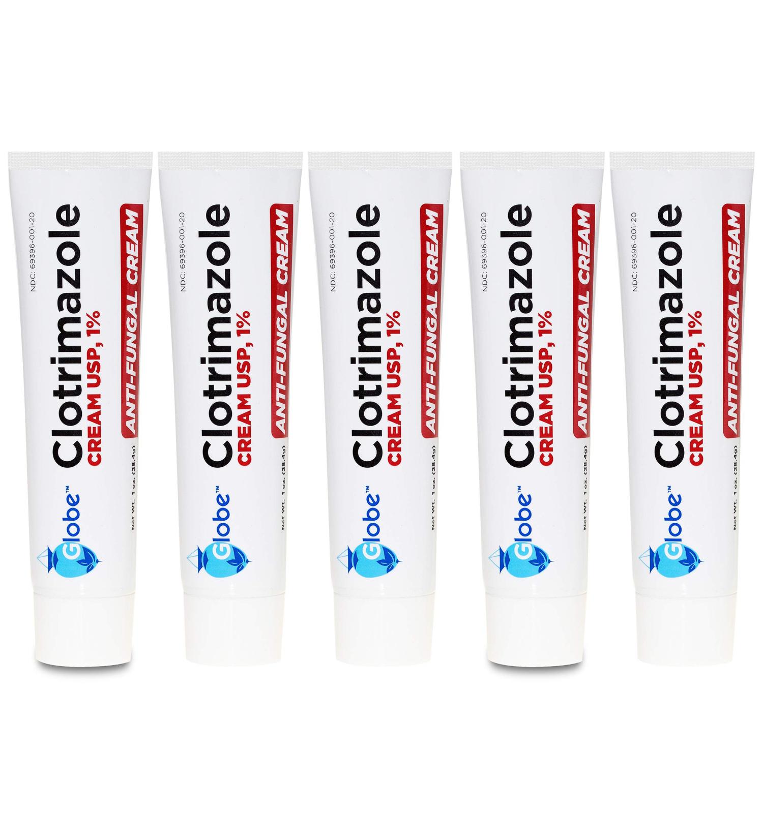 5-Pack Globe Clotrimazole Antifungal Cream 1% (1 oz) - Relieves Itching, Burning, & Scaling | Compare to Name Brand Ingredient - Buy Online on GoSupps.com