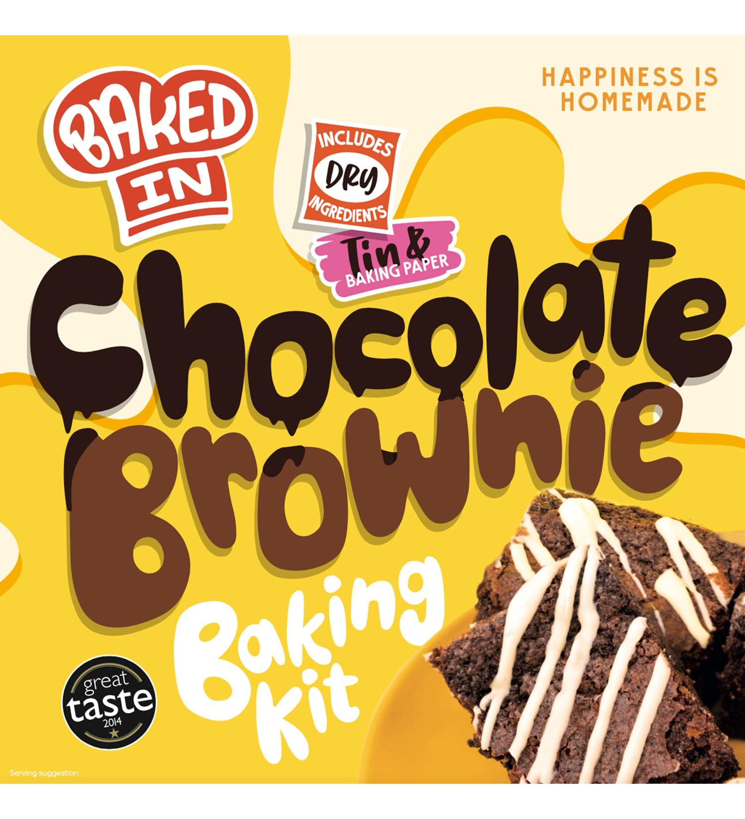 Bakedin Double Chocolate Brownie Kit All The Dry Ingredients Foil Baking Tin and Paper 475 gram - Buy Online on GoSupps.com