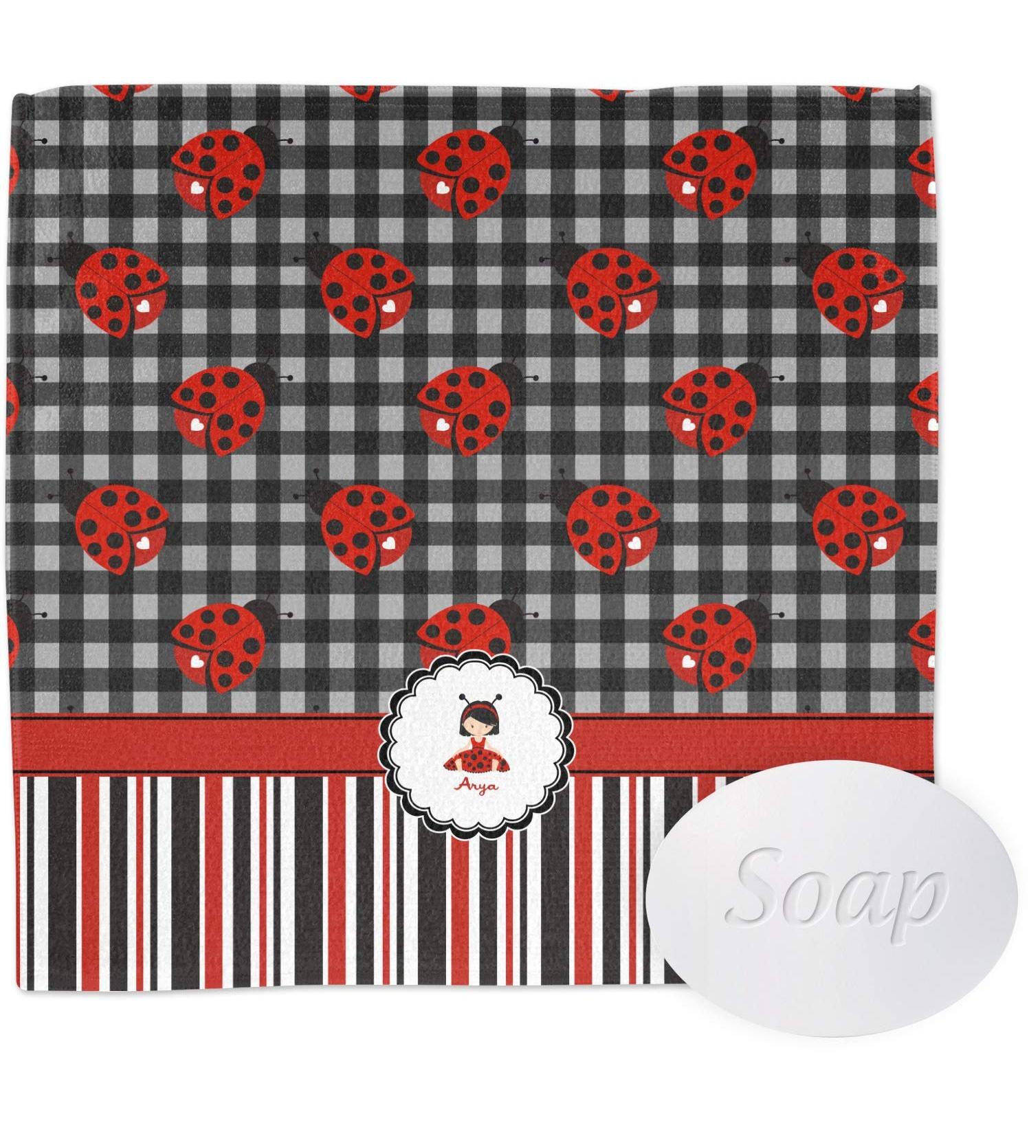 Personalized Ladybugs & Stripes Washcloth - Custom Baby Gift | YouCustomizeIt International Shipping - Buy Online on GoSupps.com