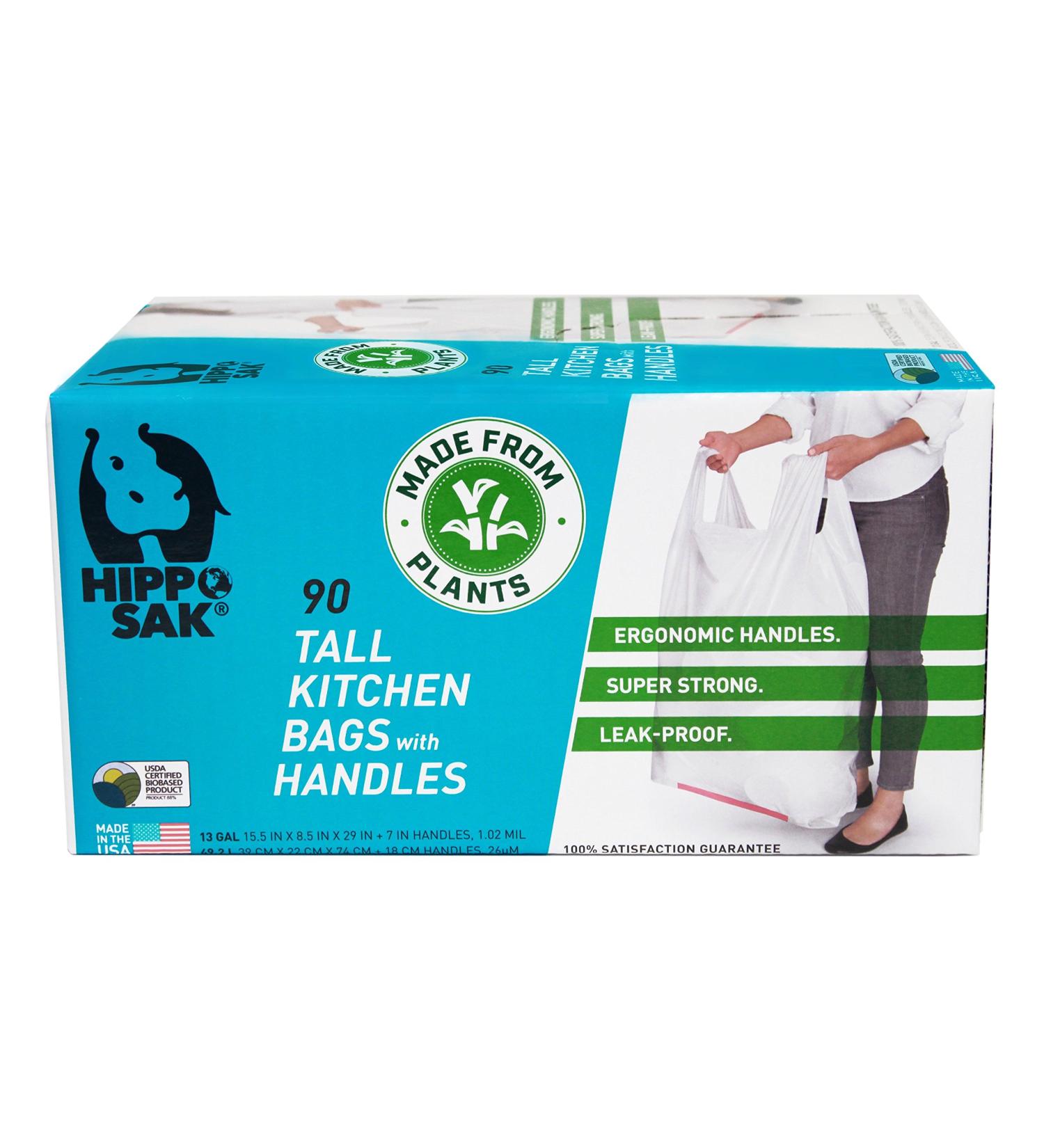 Plant Based 13 Gallon Tall Kitchen Bags with Handles - 90 Count - Buy Online on GoSupps.com