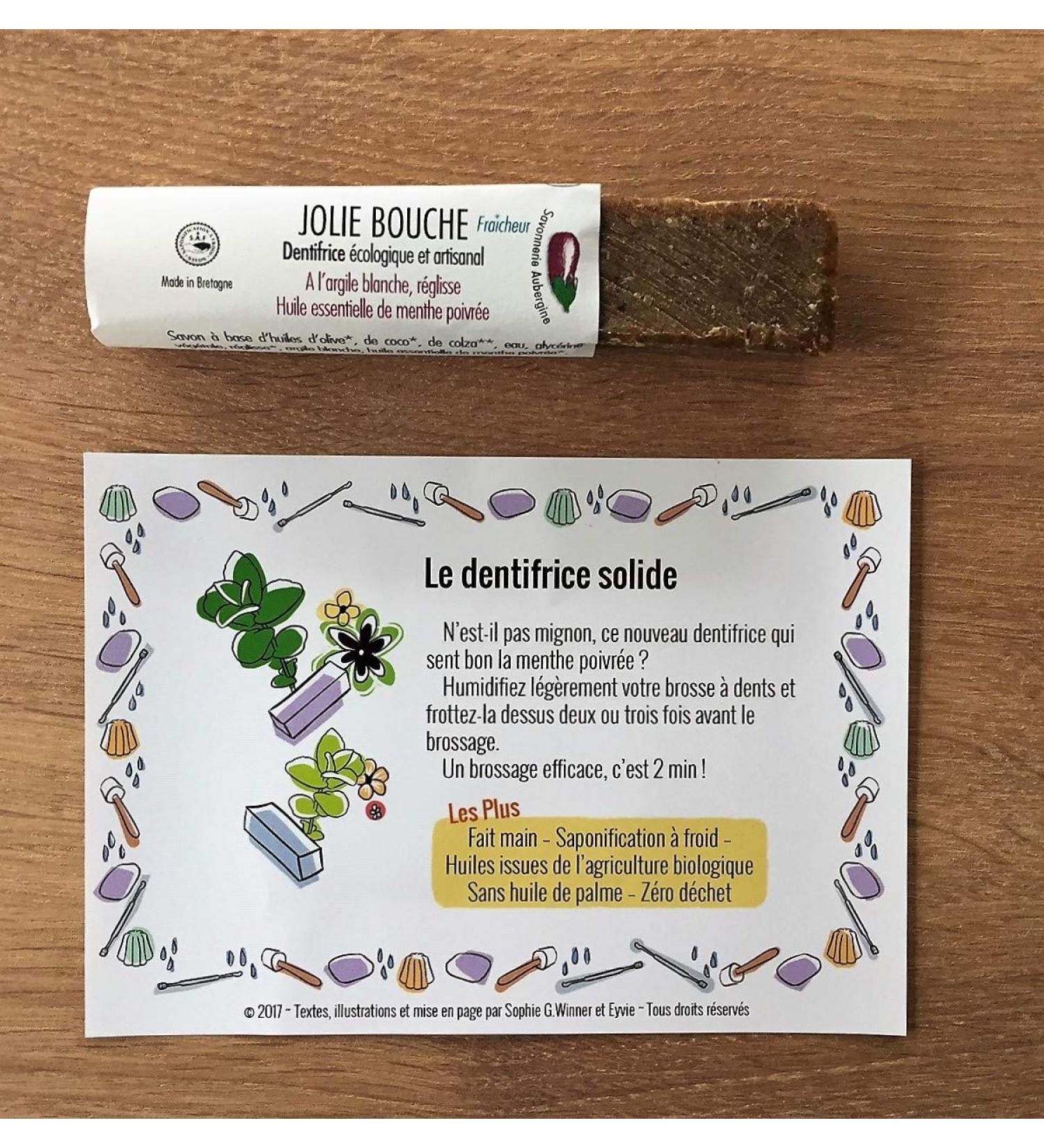 Dentifrice Solide Bio He Menthe Poivr e Sans Fluor Argile Blanche & R glisse Utilisation 6 Mois Et Plus. 30 G (Lot 1)