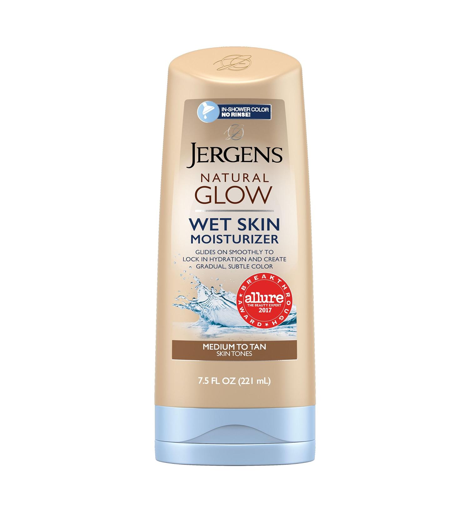 Jergens Natural Glow In-Shower Moisturizer | Medium to Tan Skin - 7.5 oz Wet Skin Lotion for Gradual Color & Hydration - Buy Online on GoSupps.com