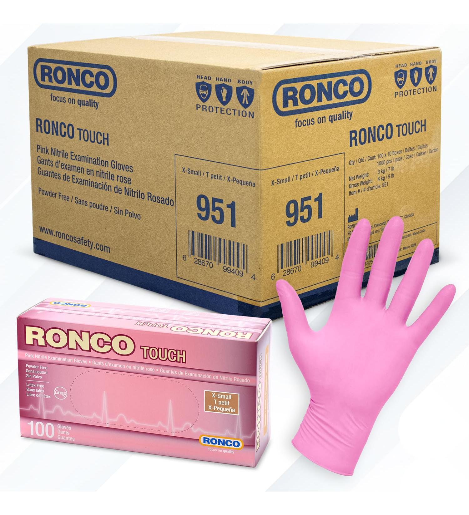 Pink Nitrile Disposable Gloves By Ronco Premium Quality Powder Free Textured Salon Food Grade 4 MIL 1000 Gloves/10 Packs XS Size - Buy Online on GoSupps.com