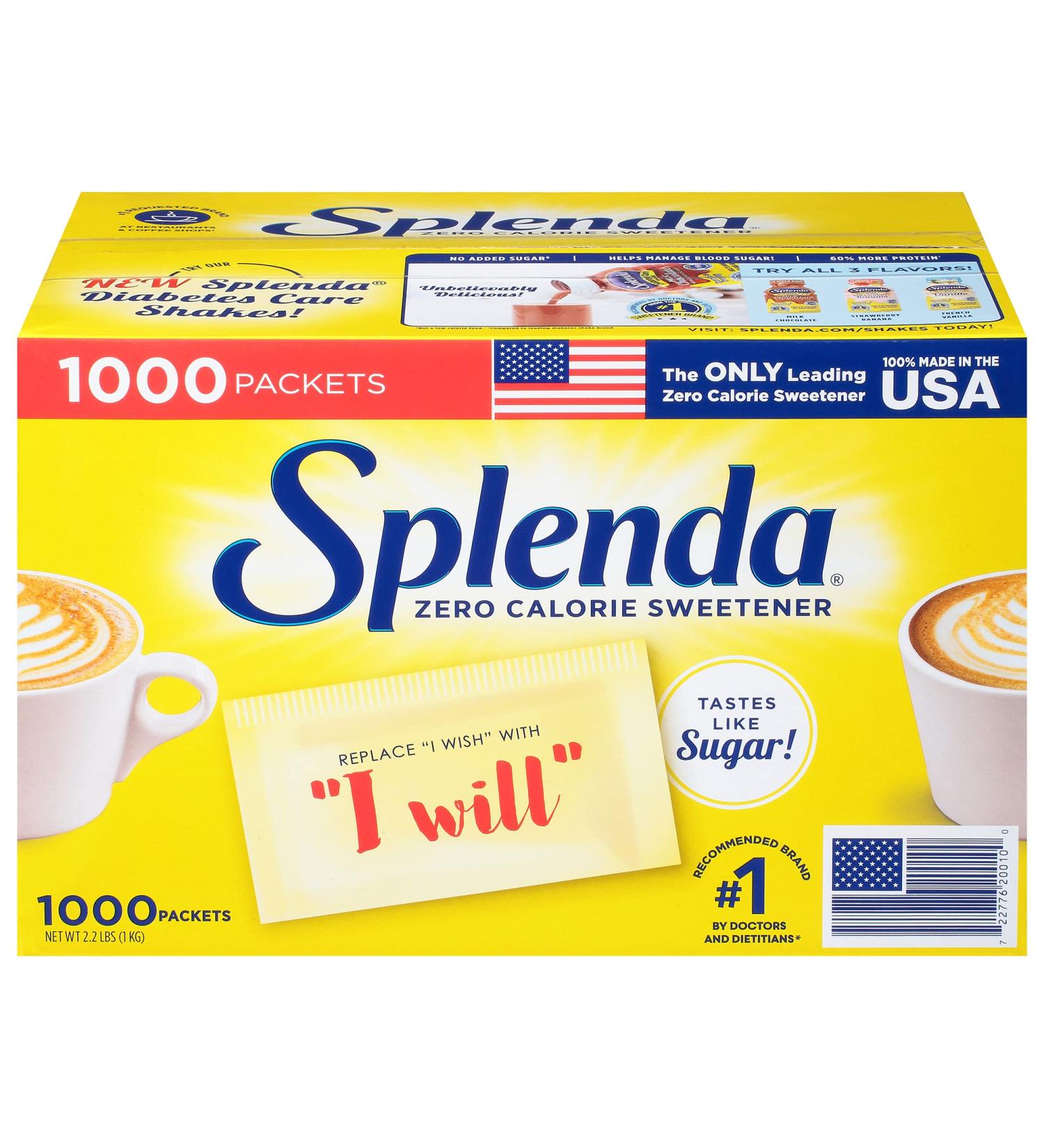 Splenda No Calorie Sweetener Value Pack  1000 Individual Packets  2.2 lbs 1000 Count (Pack of 1) - Buy Online on GoSupps.com