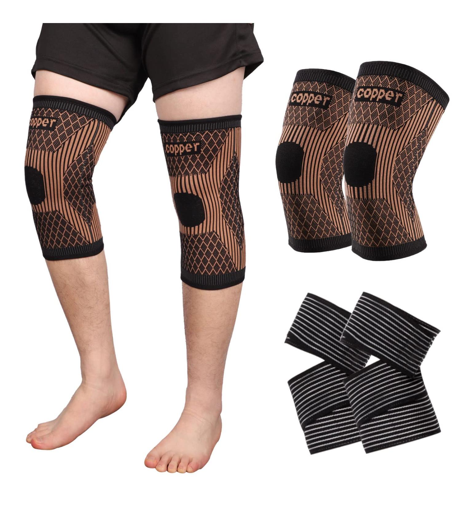 AA MASEDA Copper brace series-copper knee elbow and ankle brace worn on the joints copper ions compress and support the joints to relieve pain Can be used for sport arthritis (X-Large  Knee Brace) Knee Brace X-Large - Buy Online on GoSupps.com