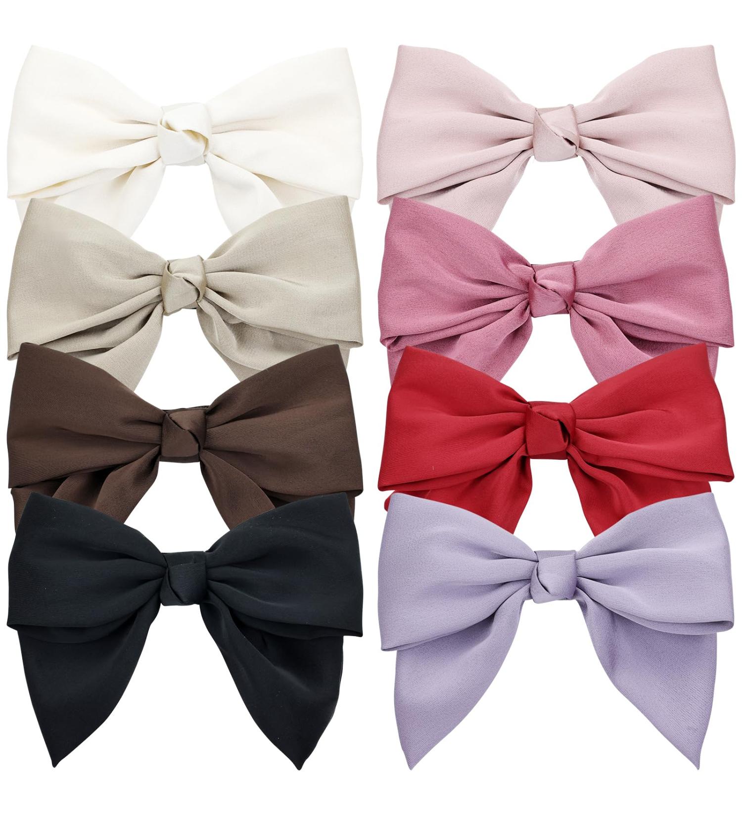 Cinaci 8 Pieces Big Oversized Silky Satin Hair Bow Barrettes Bow Hair Clips Accessories for Women Girls Teens Kids - Buy Online on GoSupps.com