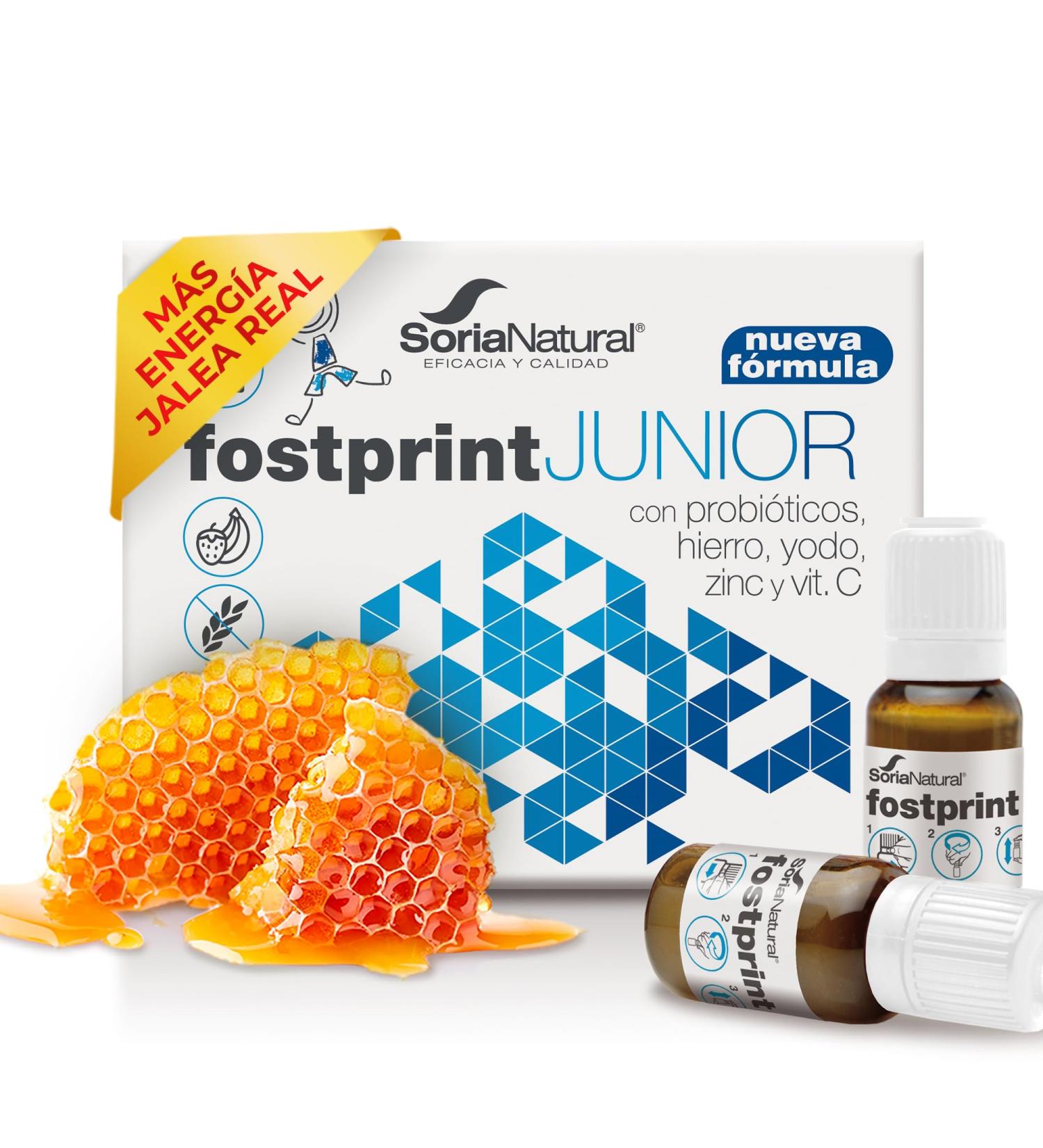 Soria Natural Fostprint Junior Essentielle vitamins and nutrients for the little ones royal jelly vitamin C iron propolis vitamins B and D probiotics for children 20 bottles - Buy Online on GoSupps.com