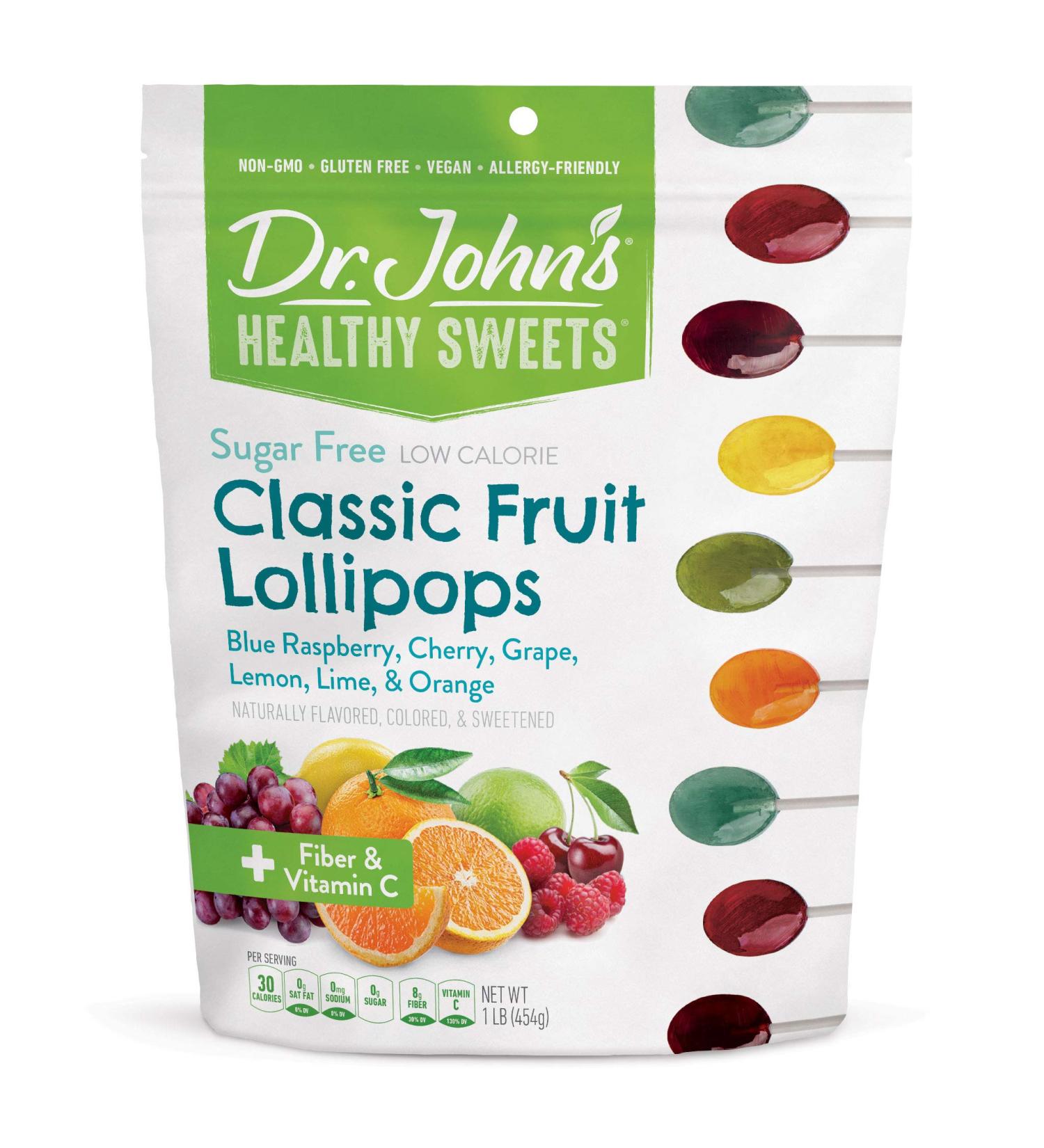 Dr. John's Sugar-Free Classic Lollipops - 60 Count Fruit Oval | Healthy Sweets - Buy Online on GoSupps.com