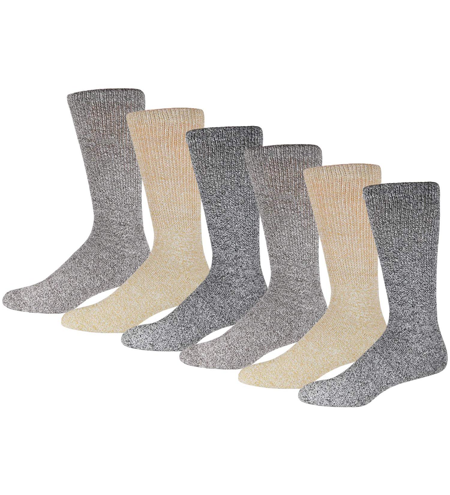 Premium Cotton Diabetic Crew Socks - 6 Pairs, Non-Binding Top, Extra Soft, Size 9-11, Heather Grey - Buy Online on GoSupps.com