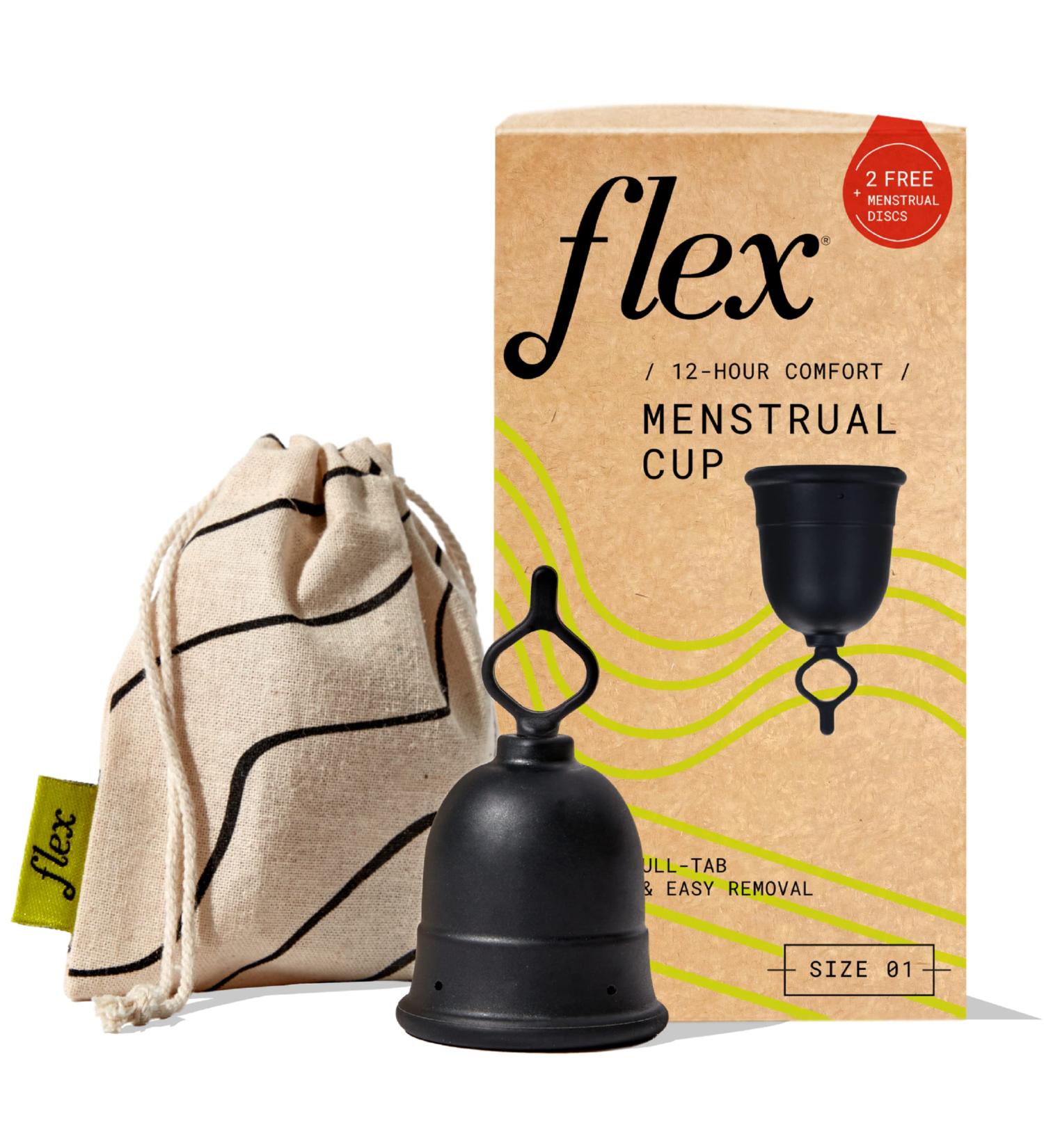 Flex Cup Starter Kit (Size 01) | Reusable Menstrual Cup + 2 Free Discs | Easy Removal Pull-Tab | Tampon + Pad Alternative | Capacity of 2 Super Tampons - Buy Online on GoSupps.com