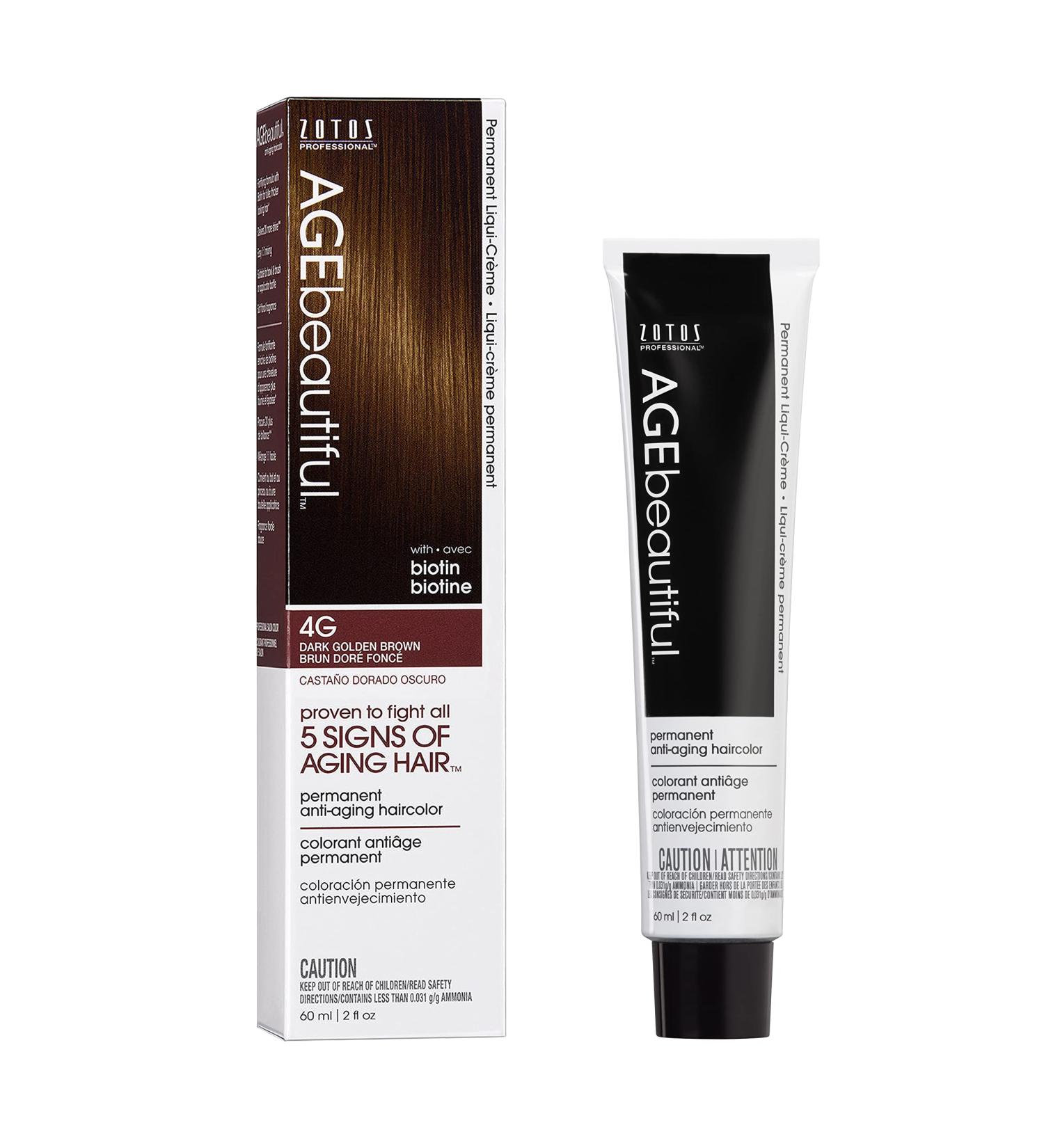AGEbeautiful 4G Dark Golden Brown Hair Color Dye | Professional Salon Grade, Anti-Aging Formula with 100% Gray Coverage - Buy Online on GoSupps.com