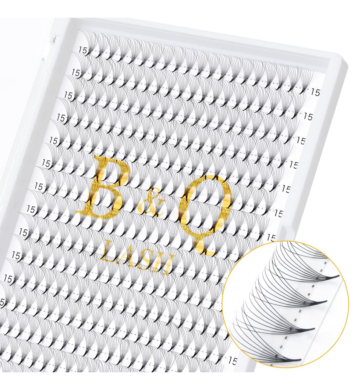 8D-0.07D 15mm Pointy Base Premade Volume Fans Eyelash Extensions - 320 Fans B&Q - Buy Online on GoSupps.com