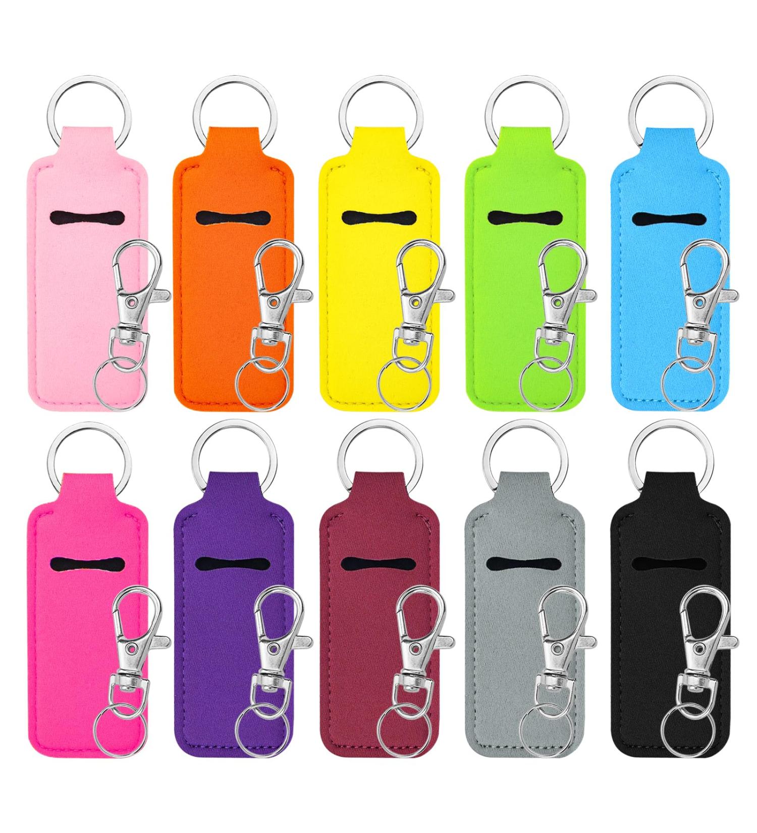 10Pcs Chapstick Holder Key Chain & Lipstick Holder Set - Portable Lip Balm Keychain Accessories for Women (10 Colors - Buy Online on GoSupps.com