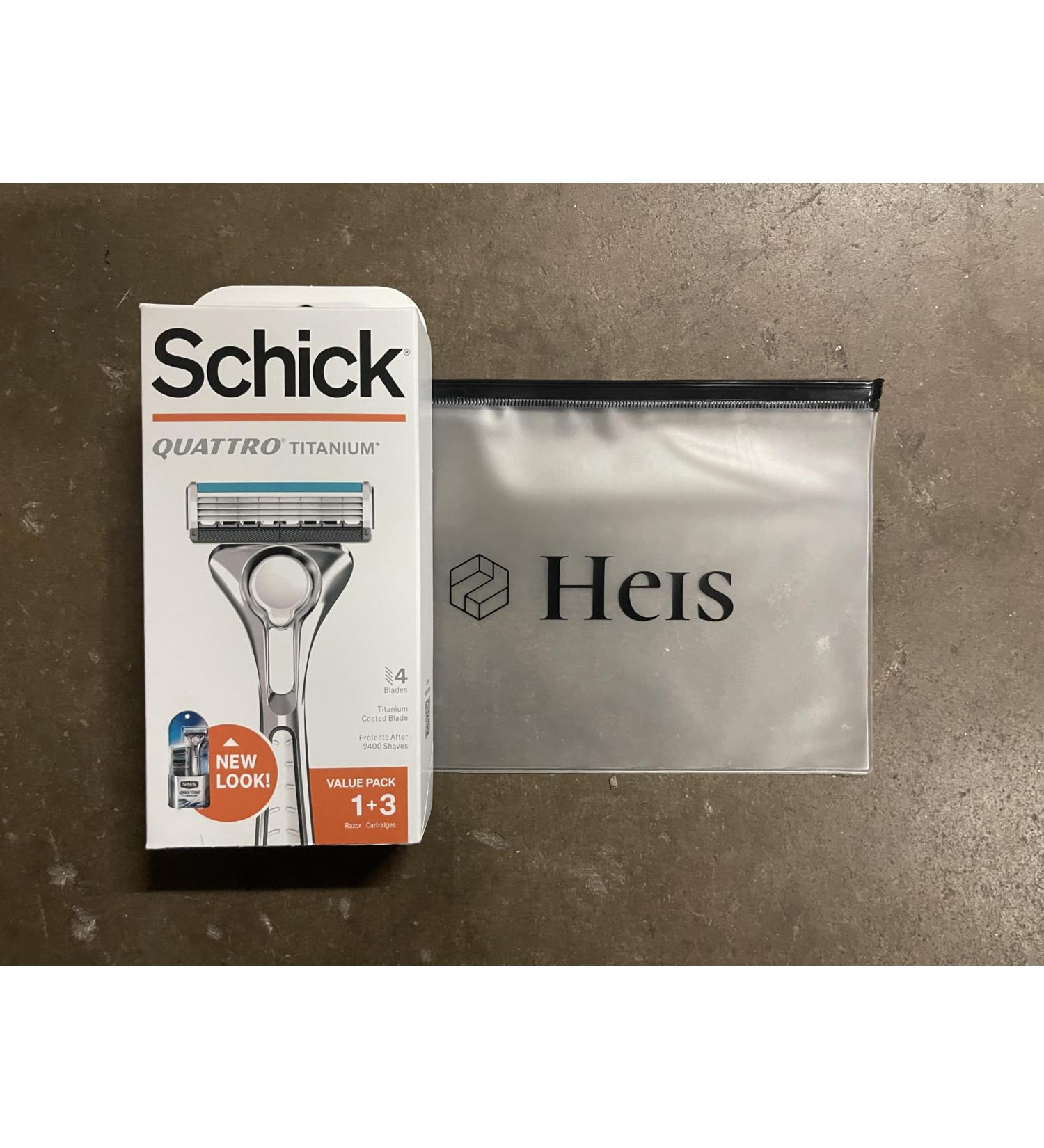 HEIS REUSABLE POUCH WITH SCHICK MENS RAZOR AND 3 REFILL