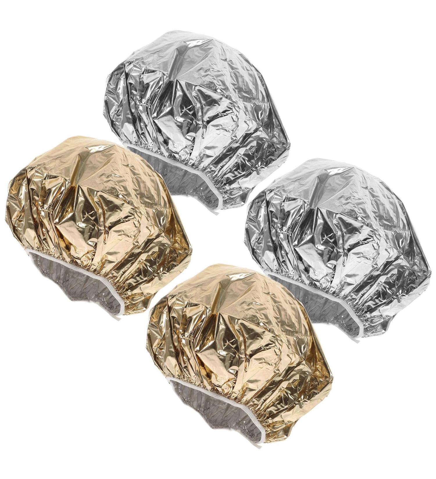 CLISPEED Lot de 4 Bonnets Chauffants en Aluminium pour Soins Capillaires 28 CM 2 Argent s 2 Dor s Bonnets de Protection du Cuir Chevelu R utilisables pour Salon de Coiffure et Usage - Buy Online on GoSupps.com