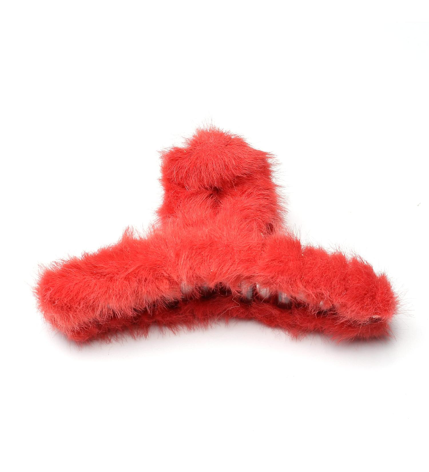 Winter Large Fluffy Hair Clip Beautiful Women's Hair Clip Headpiece Elegant Hair Accessory (Red) - Buy Online on GoSupps.com