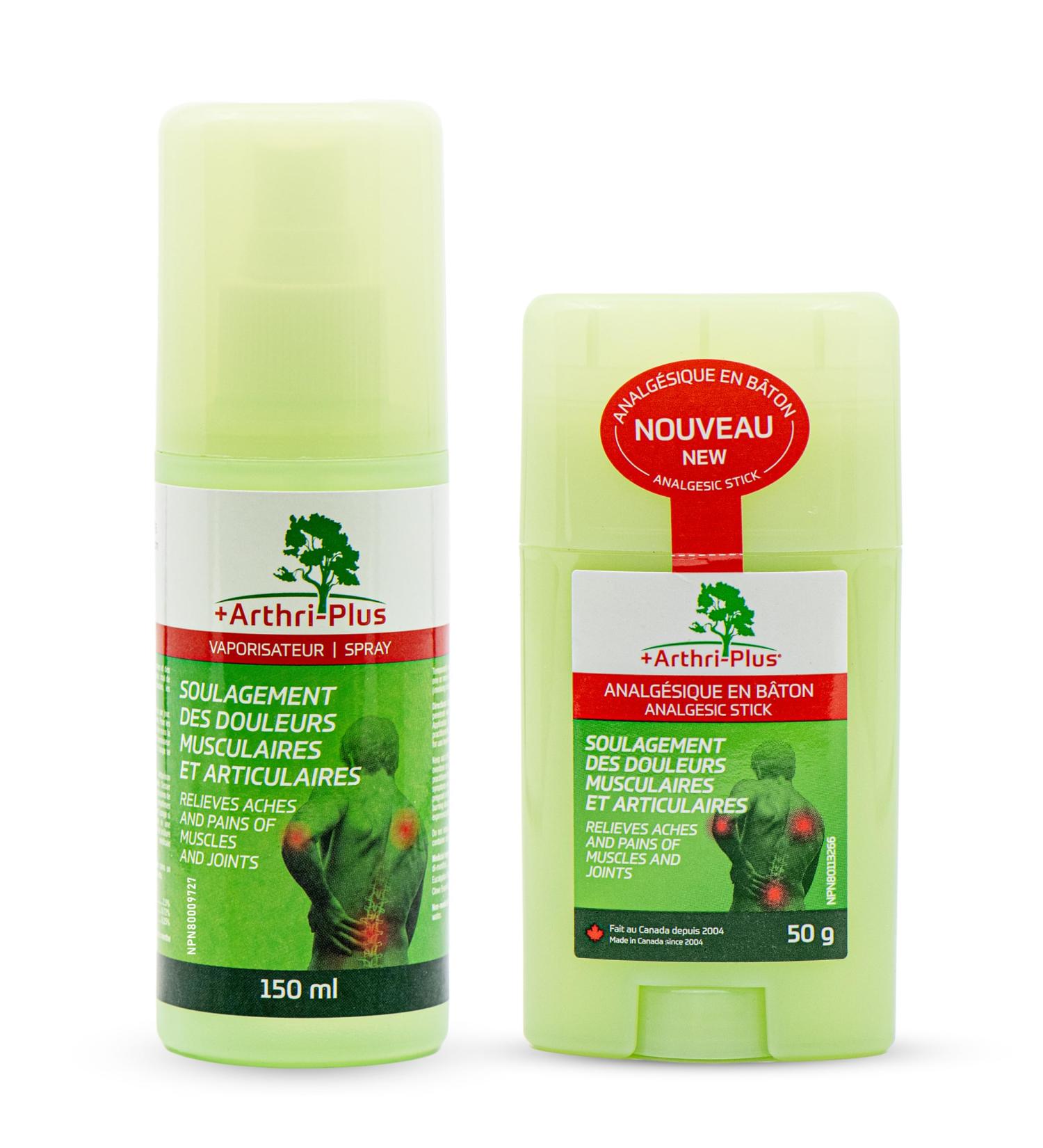 ARTHRI-PLUS Natural Pain Relief Duo (Stick Spray)- Long Lasting Topical Pain Reliever - Backache Headache Arthritis Muscle and Joint Relief - Buy Online on GoSupps.com