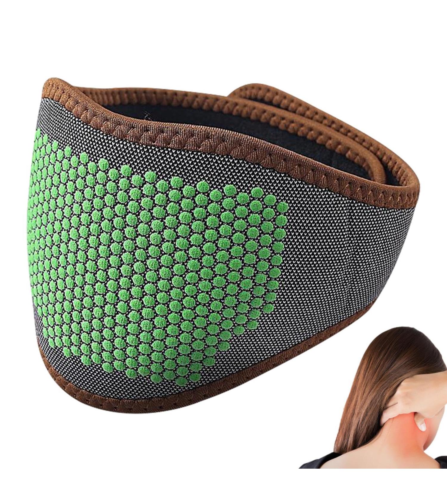 Virtcoy Heated Neck Support | Adjustable Magnetic Heating Cushion Wrap for Men & Women - Black-Green Dot - Buy Online on GoSupps.com