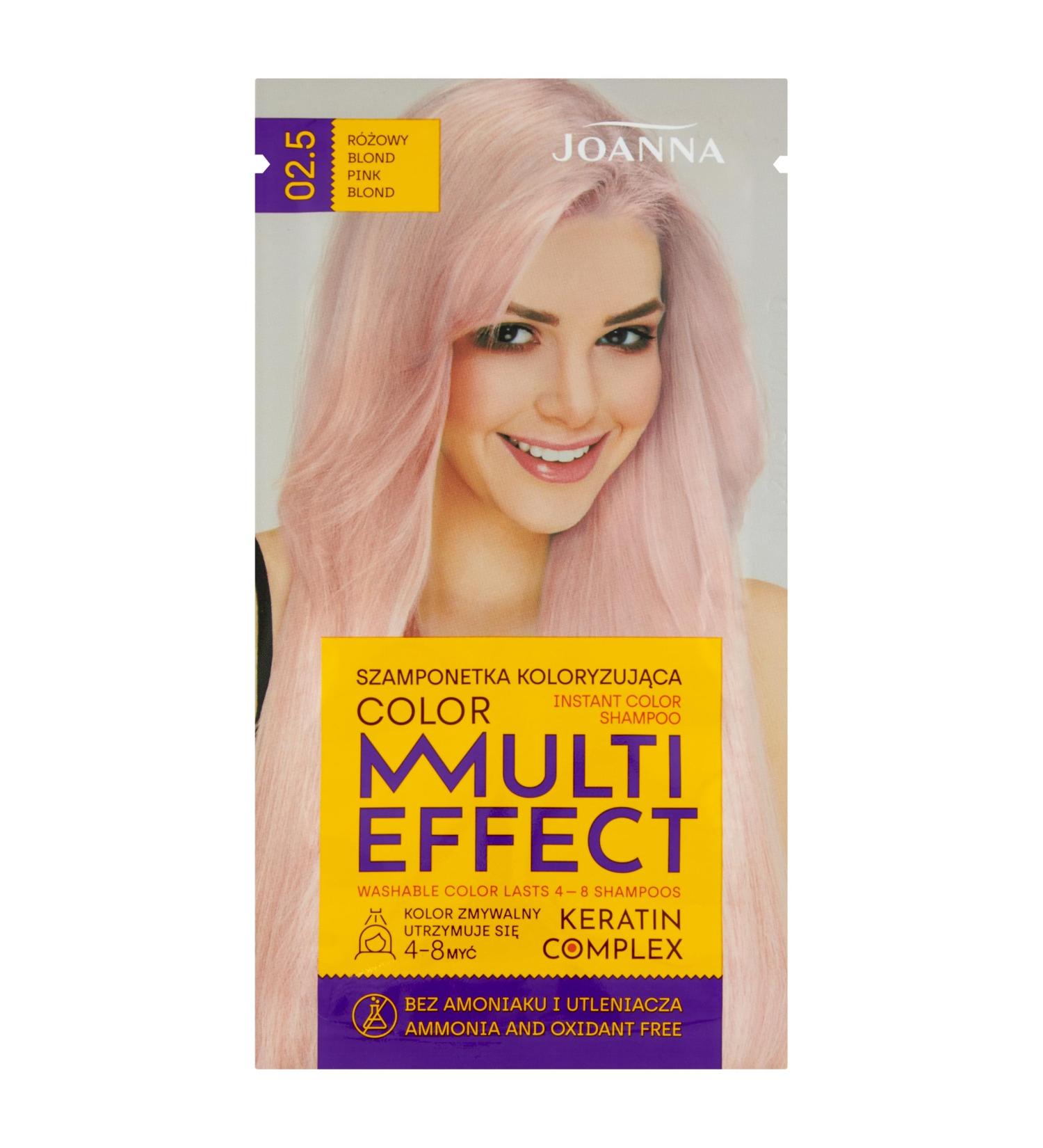 JOANNA Toning Shampoo Multi Effect hair dye shampoo in a bag shelf life 4 to 8 washes hair coloring without ammonia and oxidizing agents pinkblonde - Buy Online on GoSupps.com