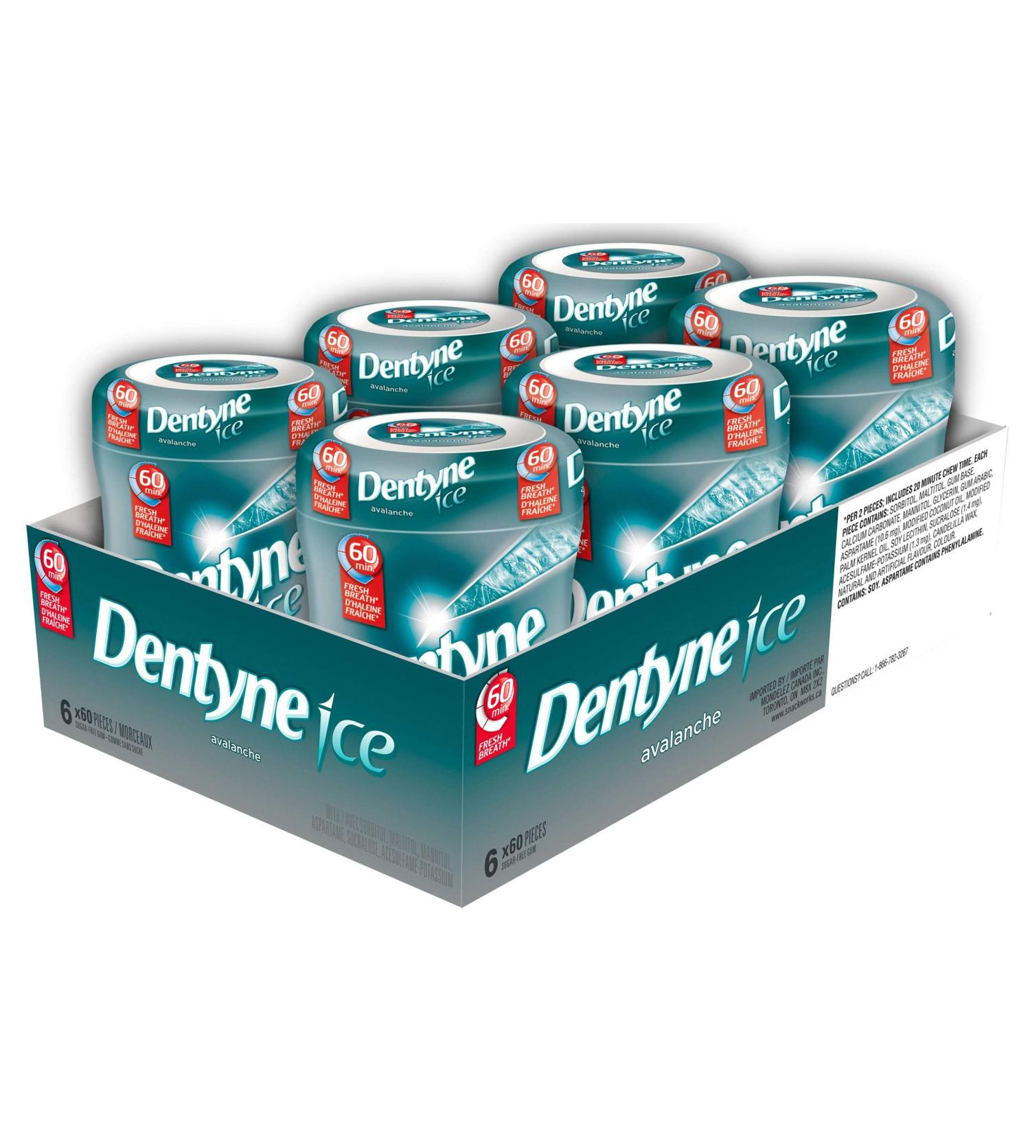 Dentyne Ice Avalanche Chewing Gum - 6 bottles (60 pieces) - Sugar-Free Gum - Buy Online on GoSupps.com