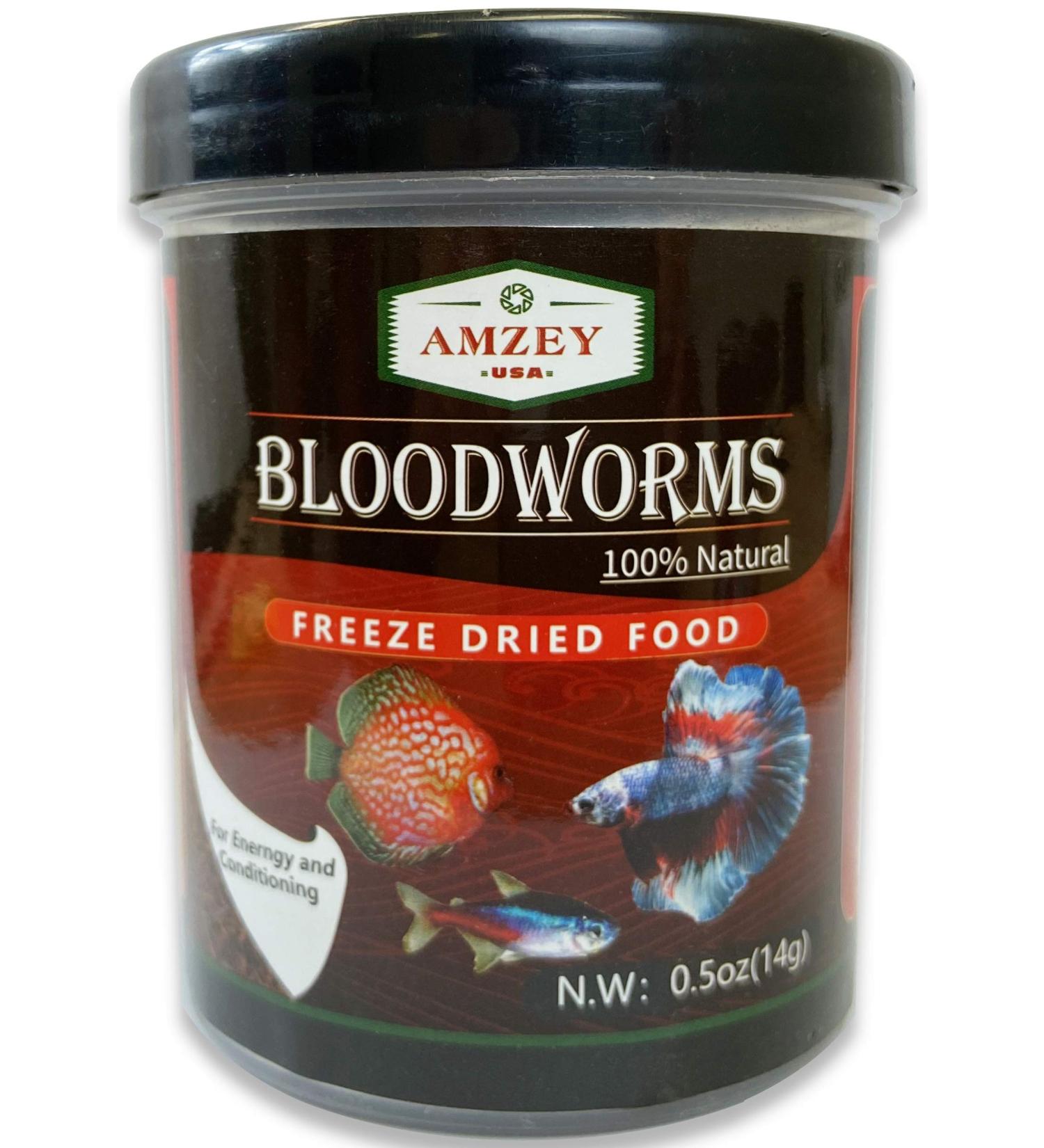 Blood Worms 0.5 oz - 100% Natural Freeze Dried Aquarium Fish Food - High Protein Betta, Goldfish, Cichlid, Guppy, Discus, and Turtle Food - Buy Online on GoSupps.com