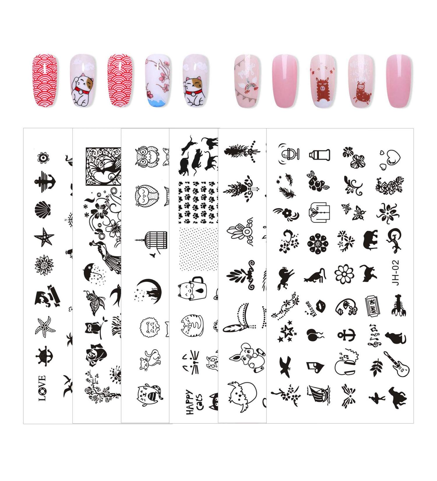Niceneeded Animal Themed Nail Art Stamping Kit - 6 PCs Stamping Plates for Cat & Owl Designs | Perfect for Women - Buy Online on GoSupps.com
