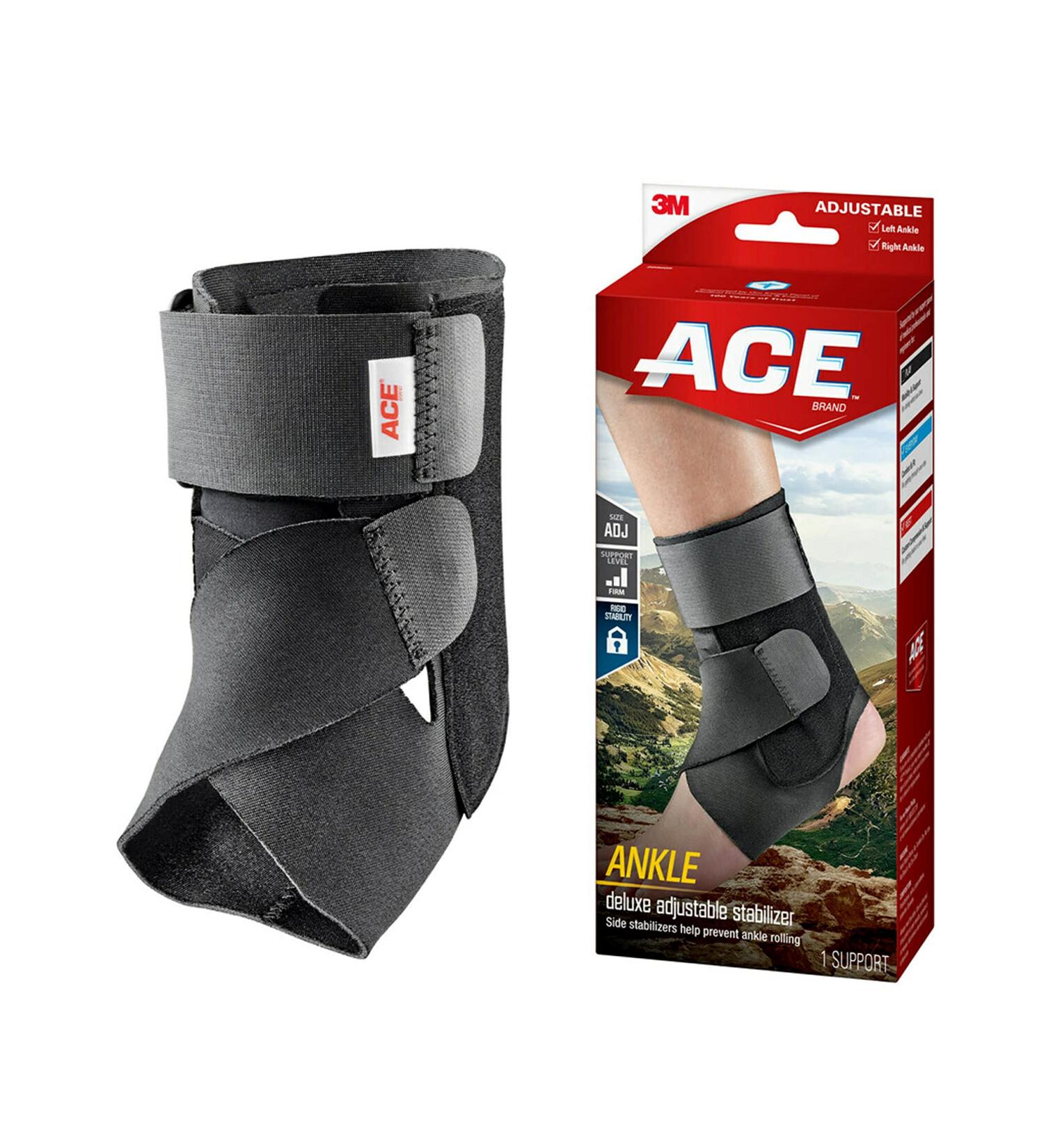 ACE Deluxe Adjustable Ankle Stabilizer - Black | 1 Pack - Buy Online on GoSupps.com