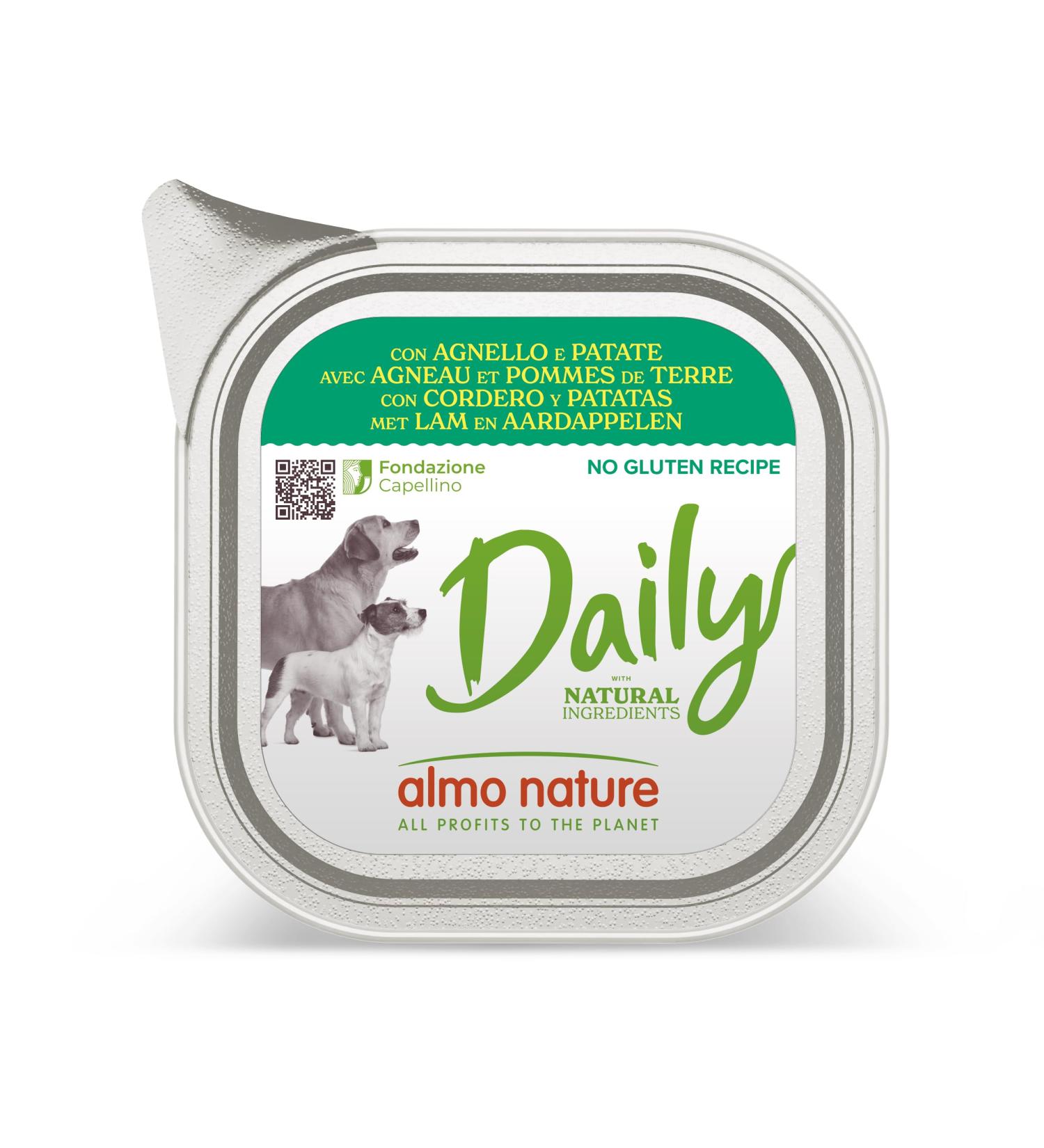 almo nature Daily Pack of 32 cans of pâté for Dogs with Lamb and Potatoes Gluten-free 32 x 100 g