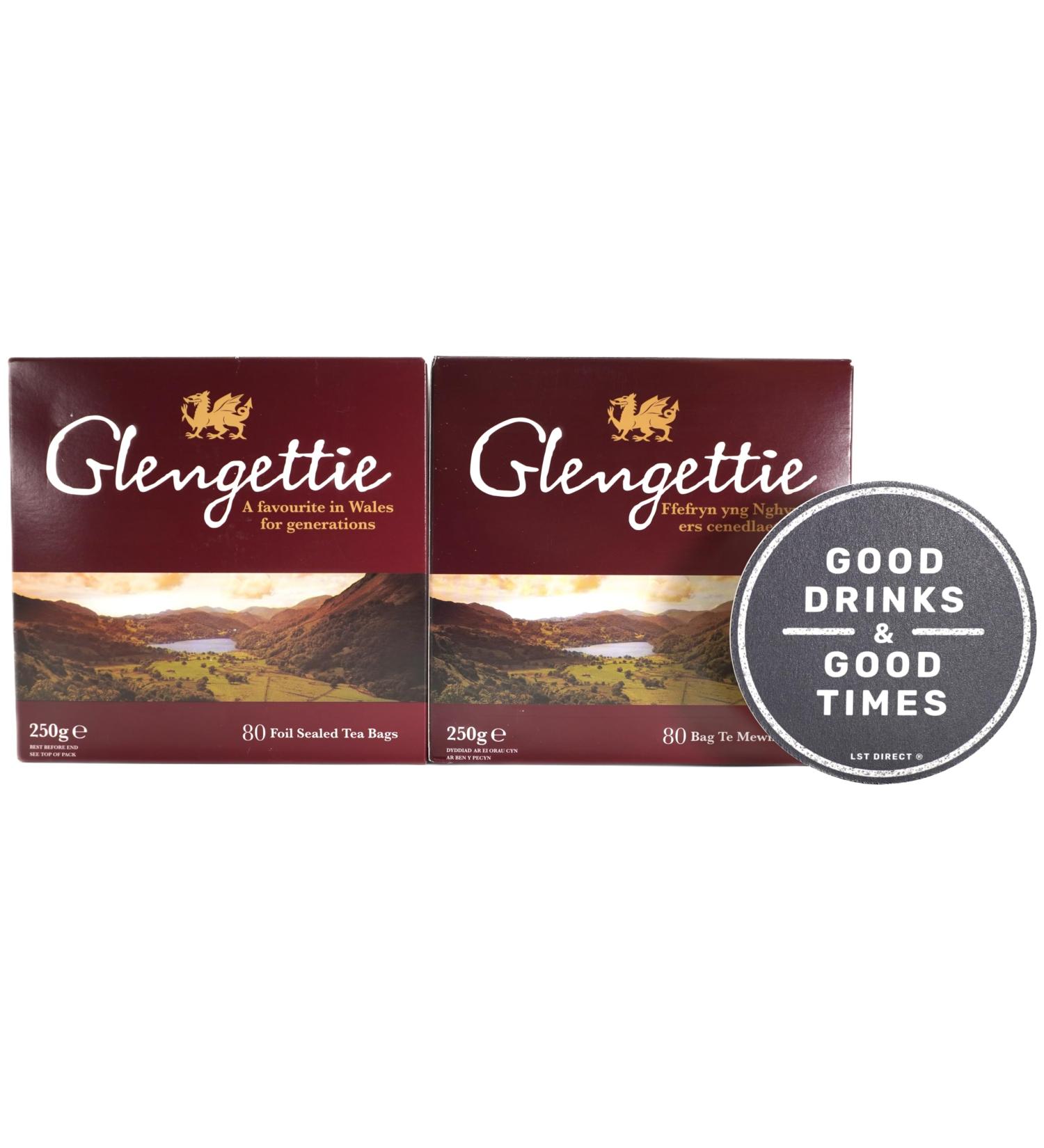 GLENGETTIE Welsh Tea 2 Boxes 160 Tea Bags In Total - With Free Drinks Coaster - Buy Online on GoSupps.com