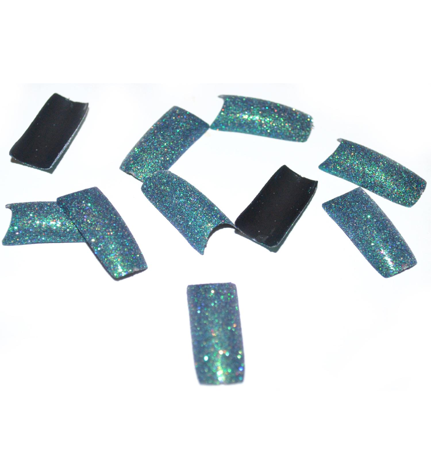 100 Emerald Glitter False French Acrylic Nail Art Sparkle Tips Size 1-10
