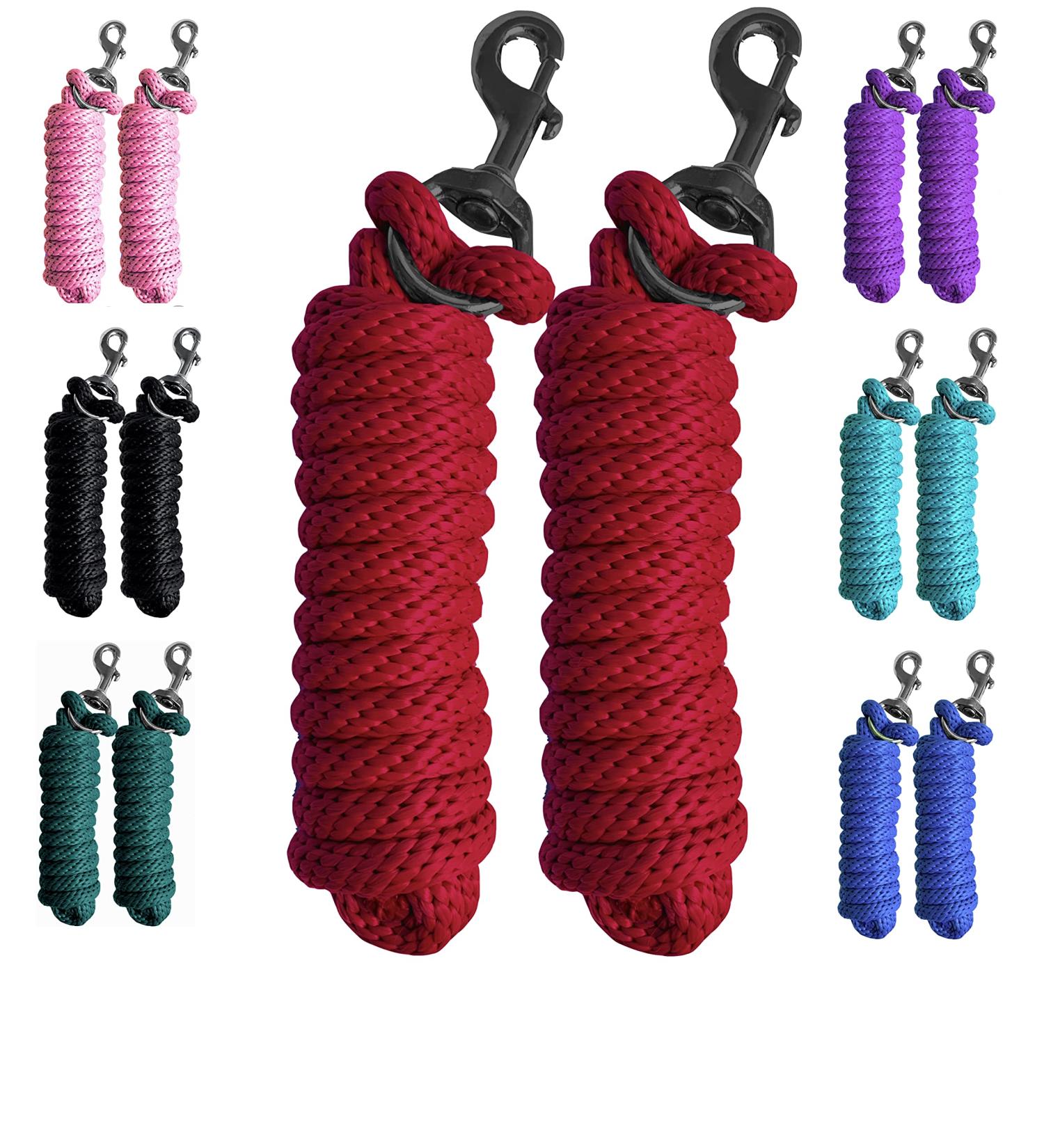 Majestic Ally Pack of 2 Solid Poly Lead Rope for Horses & Livestock 10 Foot Long and 5/8 inch Thick - Replaceable Heavy-Duty Bolt Snap Handmade Soft Broken in Feel (Red) Red 10 feet long - Buy Online on GoSupps.com