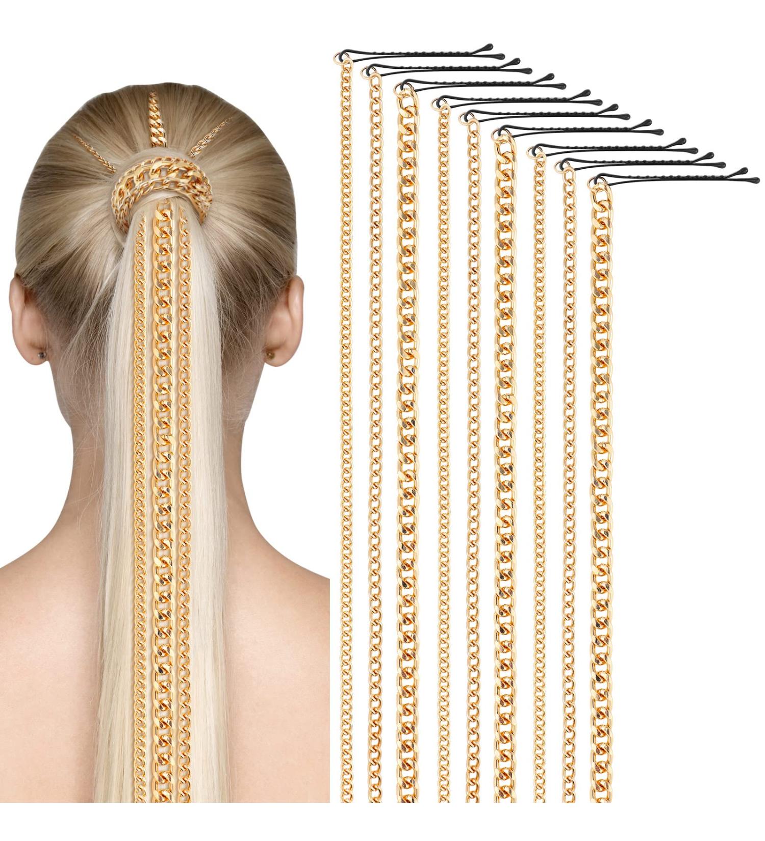 Punk Hair Chain Tassel Clips: 9 Pcs Multi Strand Hair Chains for Women - Perfect for Pirate, Nightclub Party & Hair Extensions - Buy Online on GoSupps.com